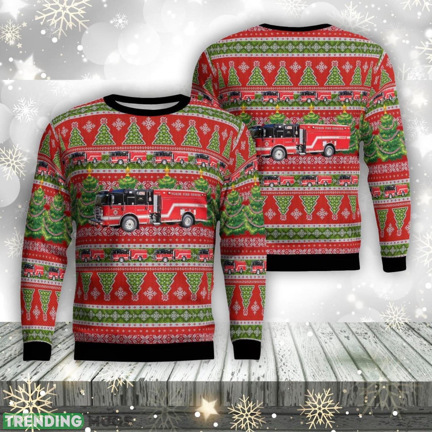 Yukon, Oklahoma, Yukon Fire Department AOP Ugly Sweater Product Photo 1 Yukon, Oklahoma, Yukon Fire Department AOP Ugly Sweater Product Photo 1