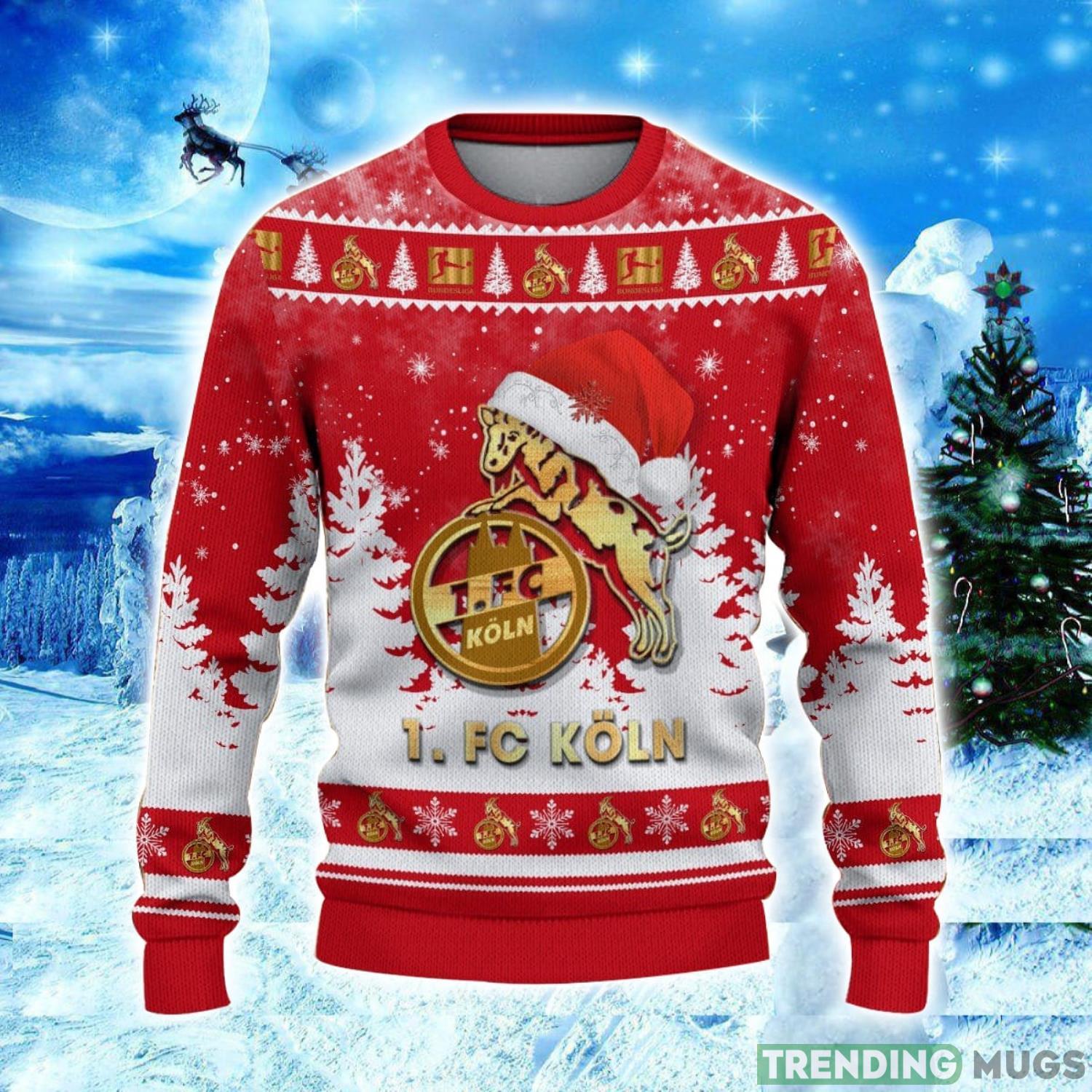 1. FC Koln Logo Wearing Santa Hat Ugly Christmas Sweater Unisex 3D Christmas sweater 3D Sweater 1. FC Koln Logo Wearing Santa Hat Ugly Christmas Sweater Unisex 3D Christmas sweater 3D Sweater