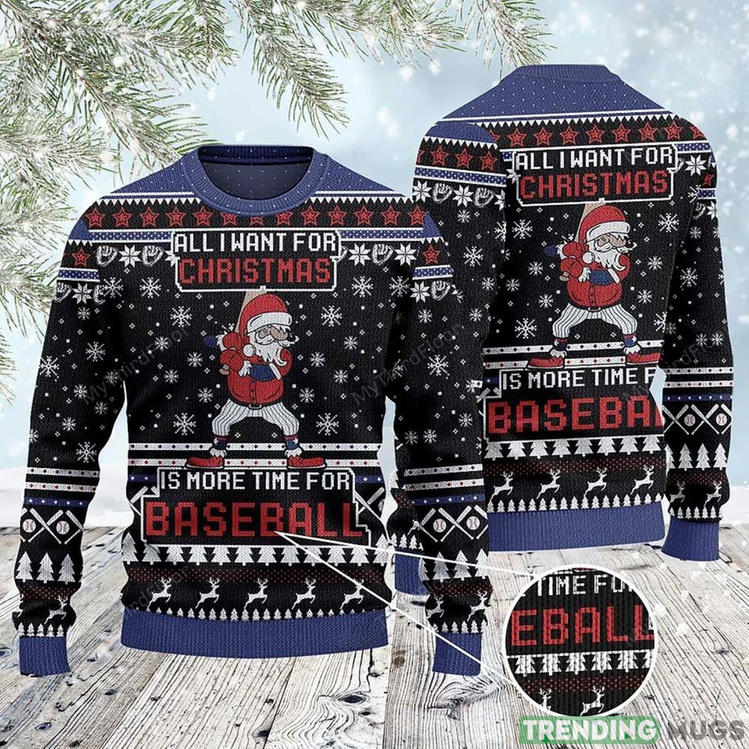 3D Santa Baseball Ugly Christmas Sweater Unisex Gift Product Photo 1
