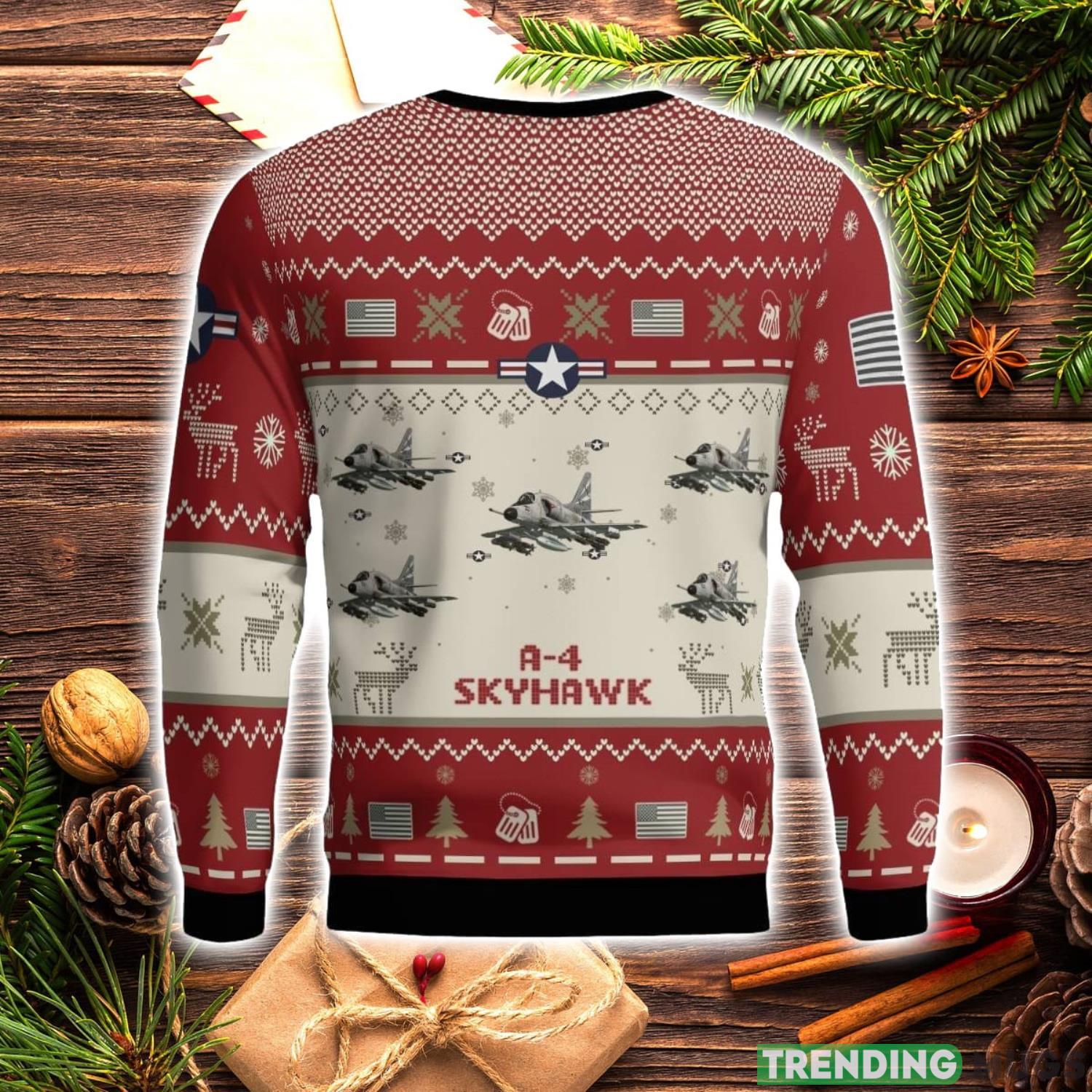 A 4 Skyhawk A4 Aircraft Red Ugly Christmas Sweater Christmas Season Gift Veteran USA Air Force 3D Sweater 3D Sweater A 4 Skyhawk A4 Aircraft Red Ugly Christmas Sweater Christmas Season Gift Veteran USA Air Force 3D Sweater 3D Sweater