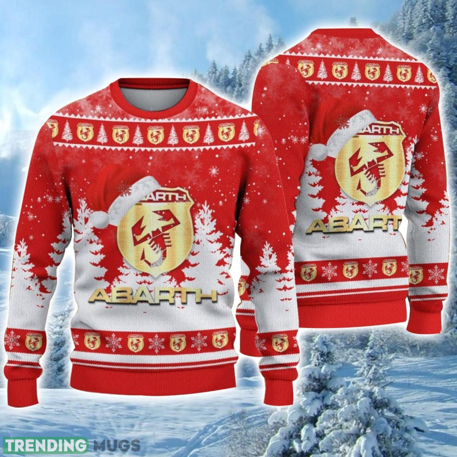Abarth Logo Wearing Santa Hat Christmas Gift Ugly Christmas Sweater For Car Lover 3D Sweater Product Photo 1 Abarth Logo Wearing Santa Hat Christmas Gift Ugly Christmas Sweater For Car Lover 3D Sweater Product Photo 1