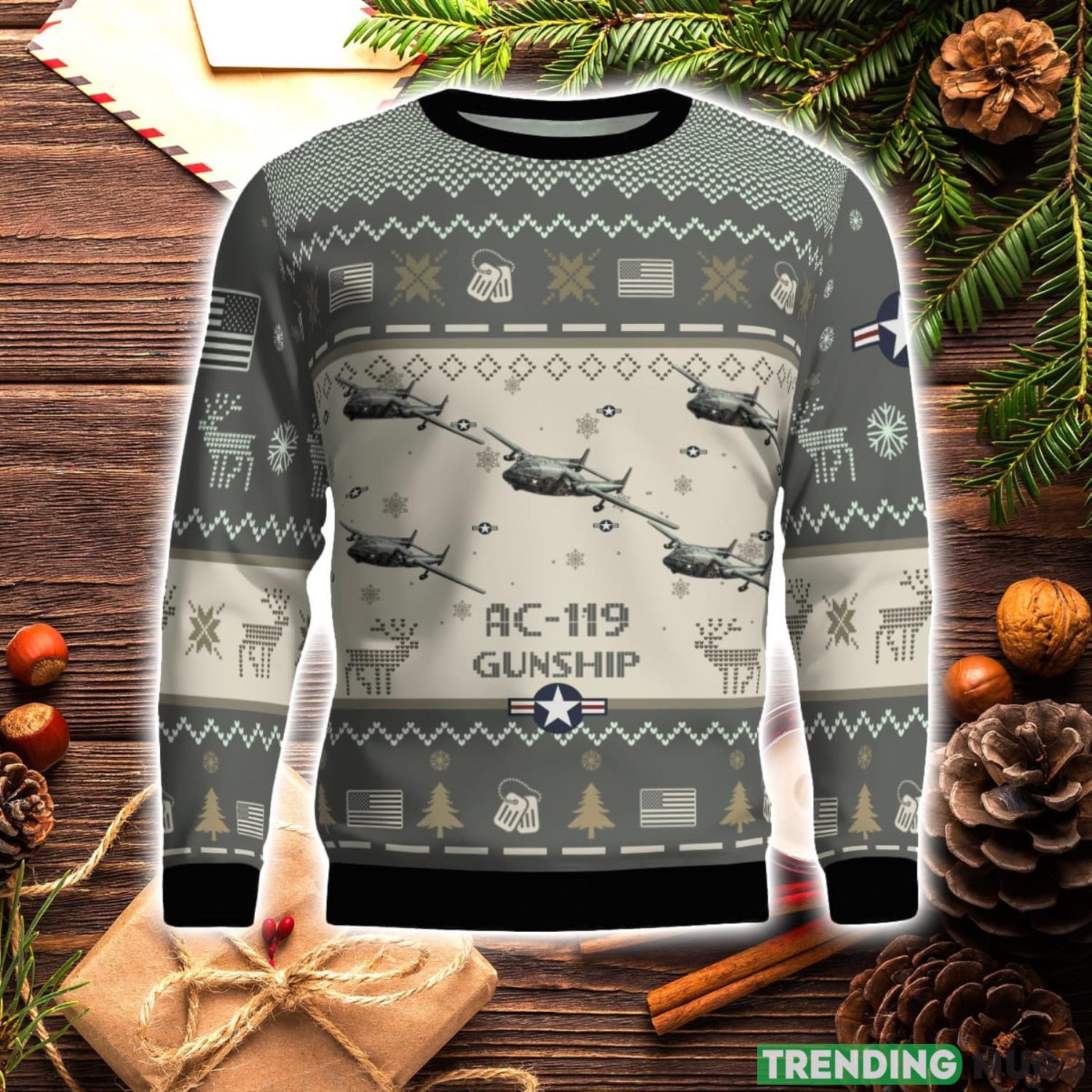 AC 119 Gunship AC119 Aircraft New Trend Veteran Sweater Ugly Christmas Sweater Military Christmas Sweater 3D Sweater AC 119 Gunship AC119 Aircraft New Trend Veteran Sweater Ugly Christmas Sweater Military Christmas Sweater 3D Sweater