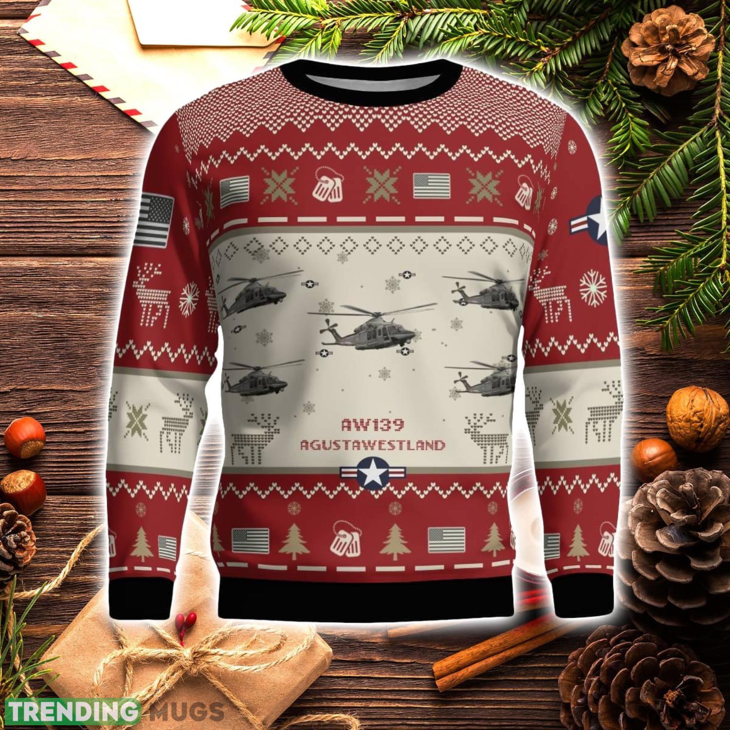 AgustaWestland AW139 Aircraft Red Ugly Christmas Sweater Christmas Gift Veteran USA Air Force 3D Sweater 3D Sweater AgustaWestland AW139 Aircraft Red Ugly Christmas Sweater Christmas Gift Veteran USA Air Force 3D Sweater 3D Sweater