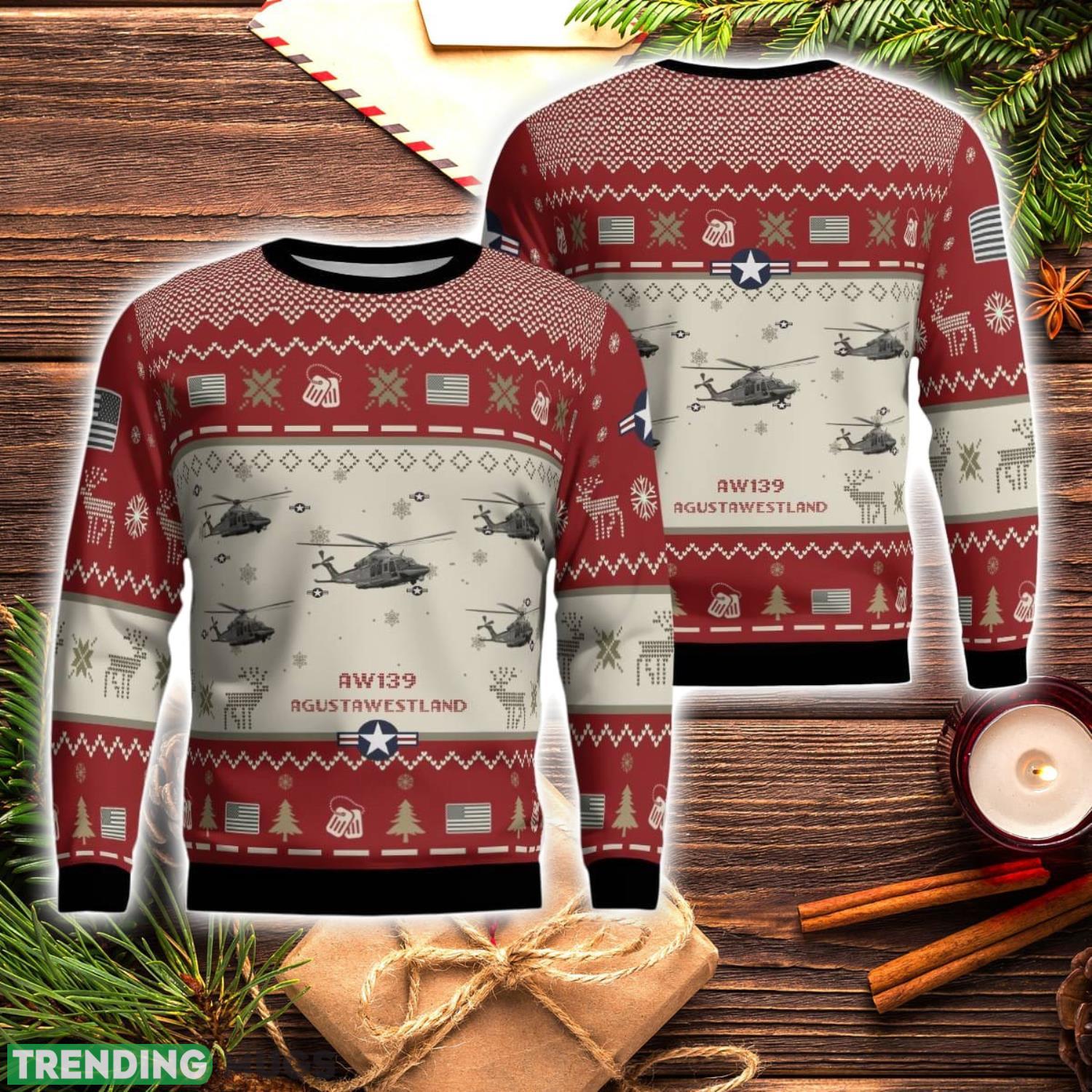AgustaWestland AW139 Aircraft Red Ugly Christmas Sweater Christmas Gift Veteran USA Air Force 3D Sweater Product Photo 1 AgustaWestland AW139 Aircraft Red Ugly Christmas Sweater Christmas Gift Veteran USA Air Force 3D Sweater Product Photo 1