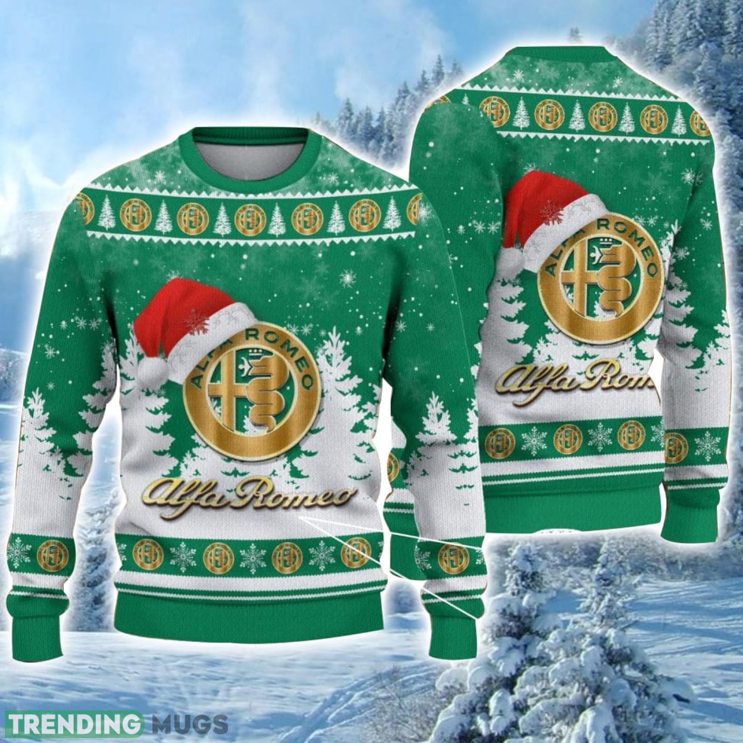 Alfa Romeo Logo Wearing Santa Hat Christmas Gift Ugly Christmas Sweater For Car Lover 3D Sweater Product Photo 1 Alfa Romeo Logo Wearing Santa Hat Christmas Gift Ugly Christmas Sweater For Car Lover 3D Sweater Product Photo 1