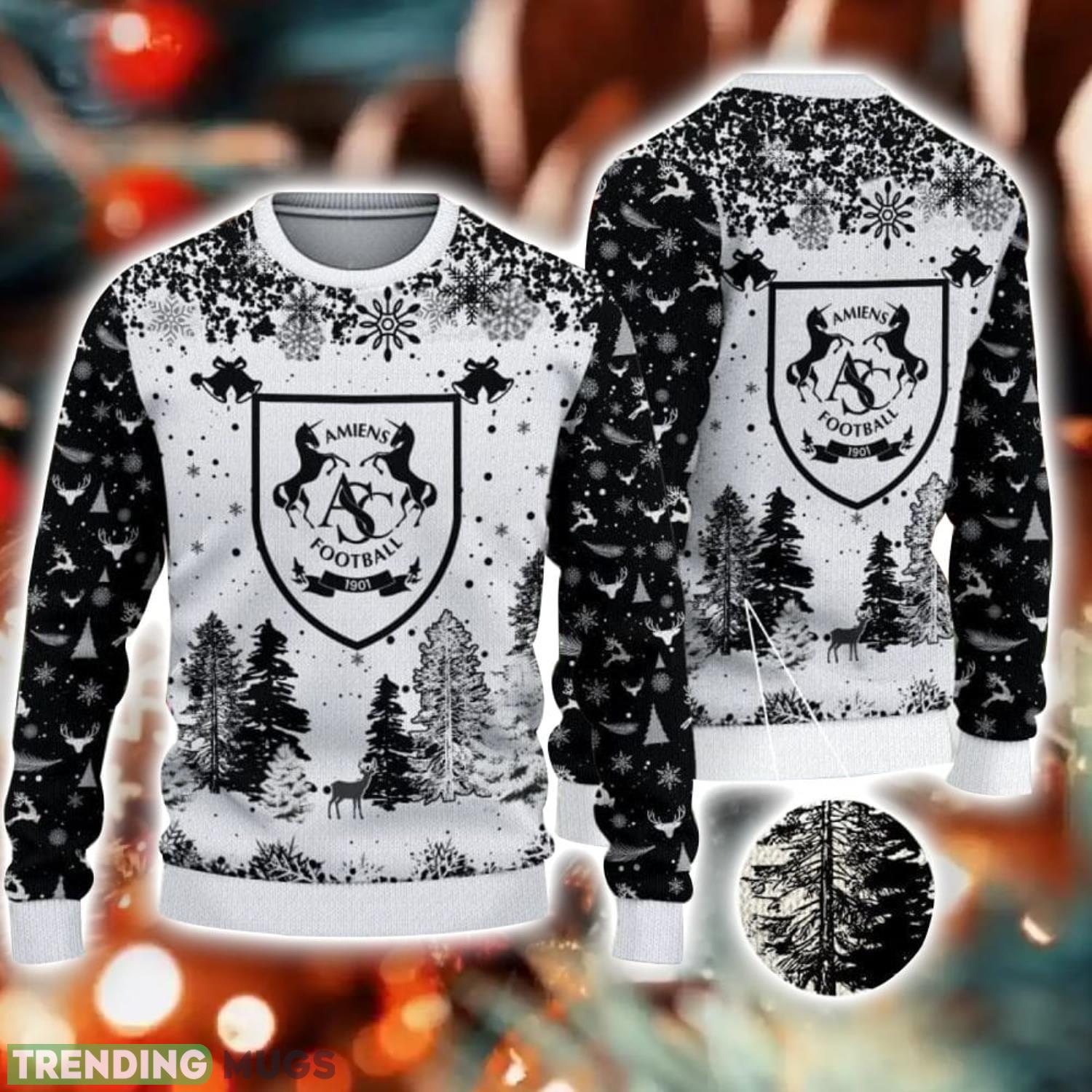 Amiens SC Big Logo Pine Trees Big Fans Gift Christmas Sweater For Men And Women Product Photo 1 Amiens SC Big Logo Pine Trees Big Fans Gift Christmas Sweater For Men And Women Product Photo 1