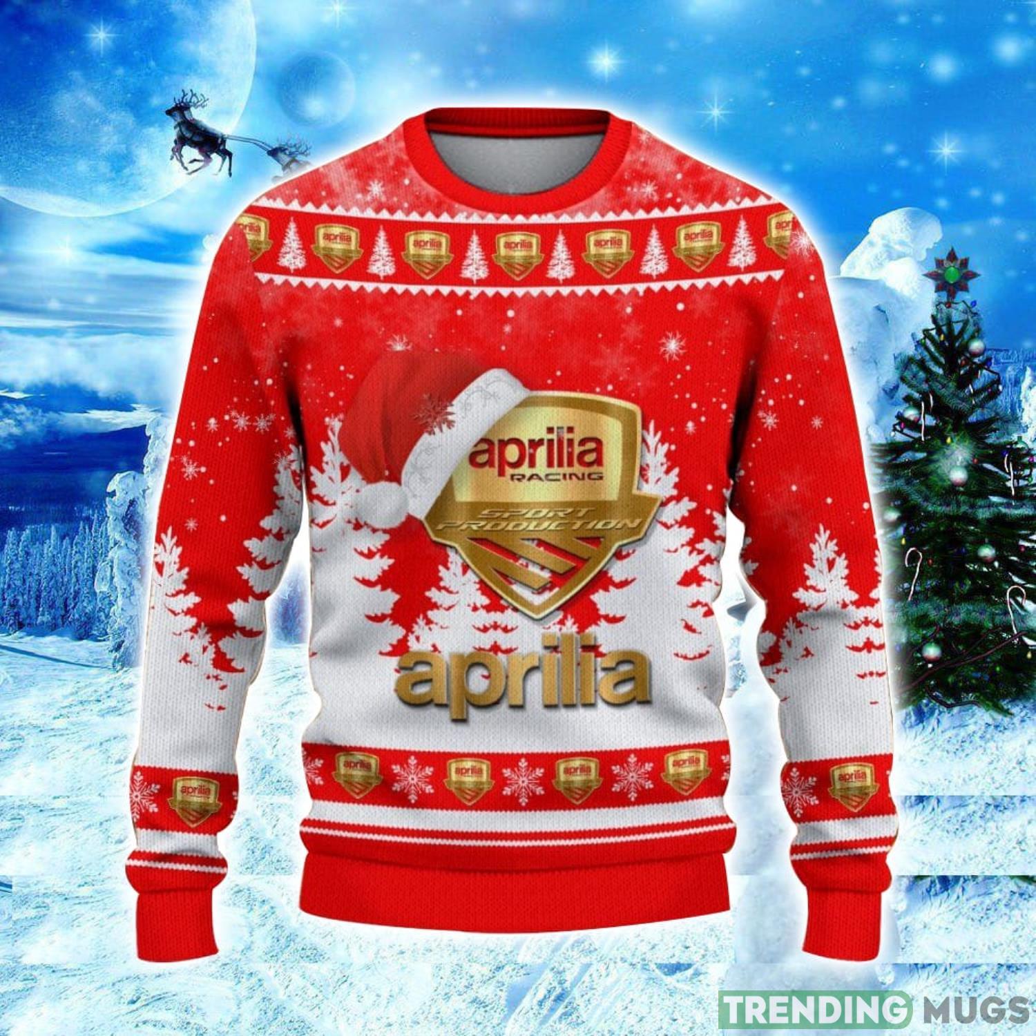 Aprilia Logo Wearing Santa Hat Christmas Gift Ugly Christmas Sweater Christmas Gift Ideas 3D Sweater Aprilia Logo Wearing Santa Hat Christmas Gift Ugly Christmas Sweater Christmas Gift Ideas 3D Sweater