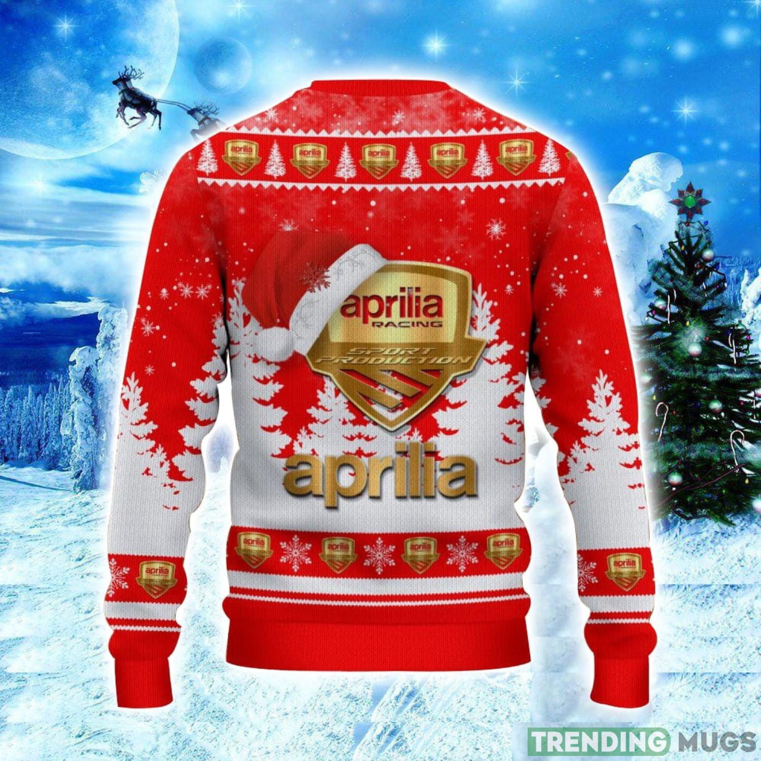 Aprilia Logo Wearing Santa Hat Christmas Gift Ugly Christmas Sweater Christmas Gift Ideas 3D Sweater Aprilia Logo Wearing Santa Hat Christmas Gift Ugly Christmas Sweater Christmas Gift Ideas 3D Sweater