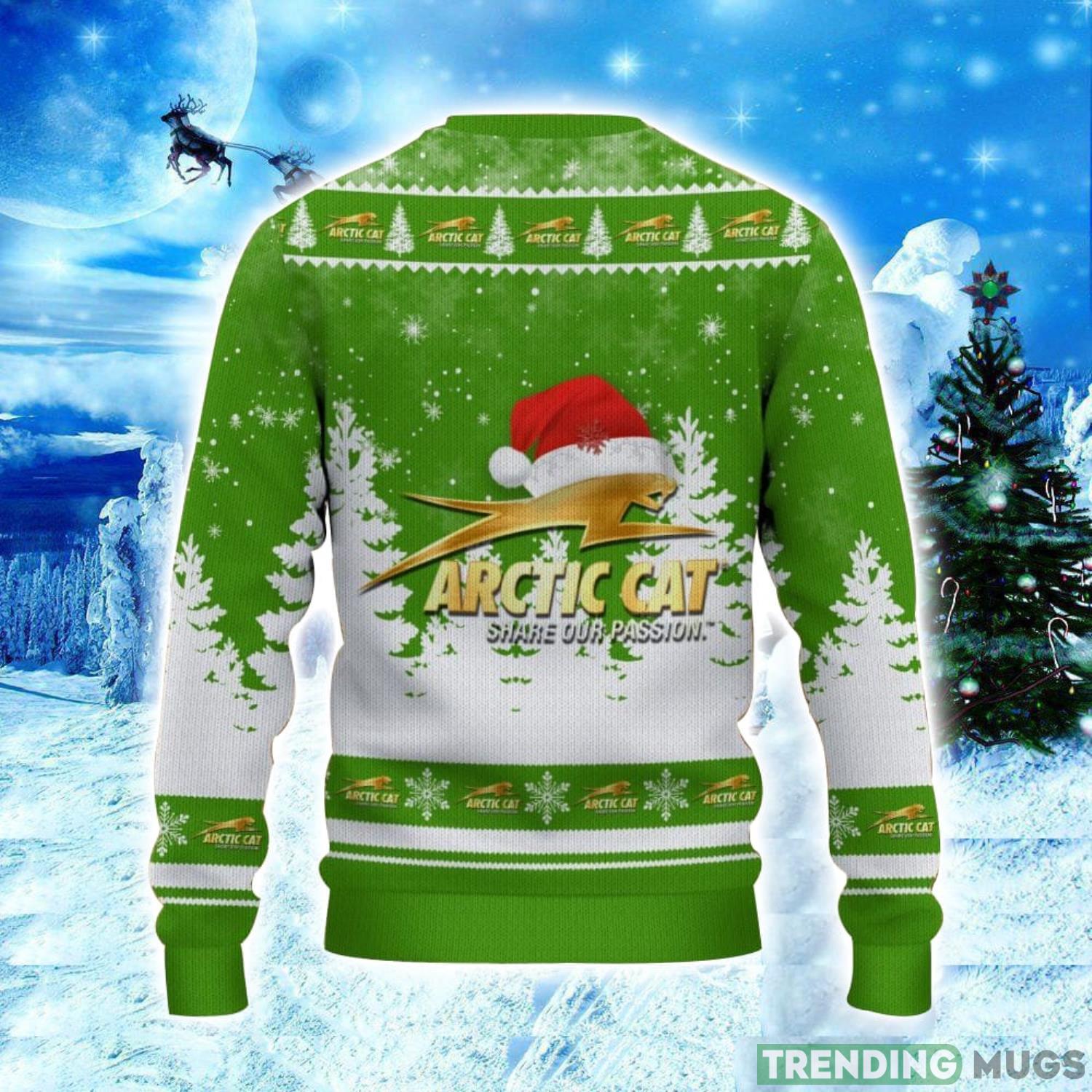 Arctic Cat Logo Wearing Santa Hat Christmas Gift Ugly Christmas Sweater Christmas Gift Ideas 3D Sweater Arctic Cat Logo Wearing Santa Hat Christmas Gift Ugly Christmas Sweater Christmas Gift Ideas 3D Sweater