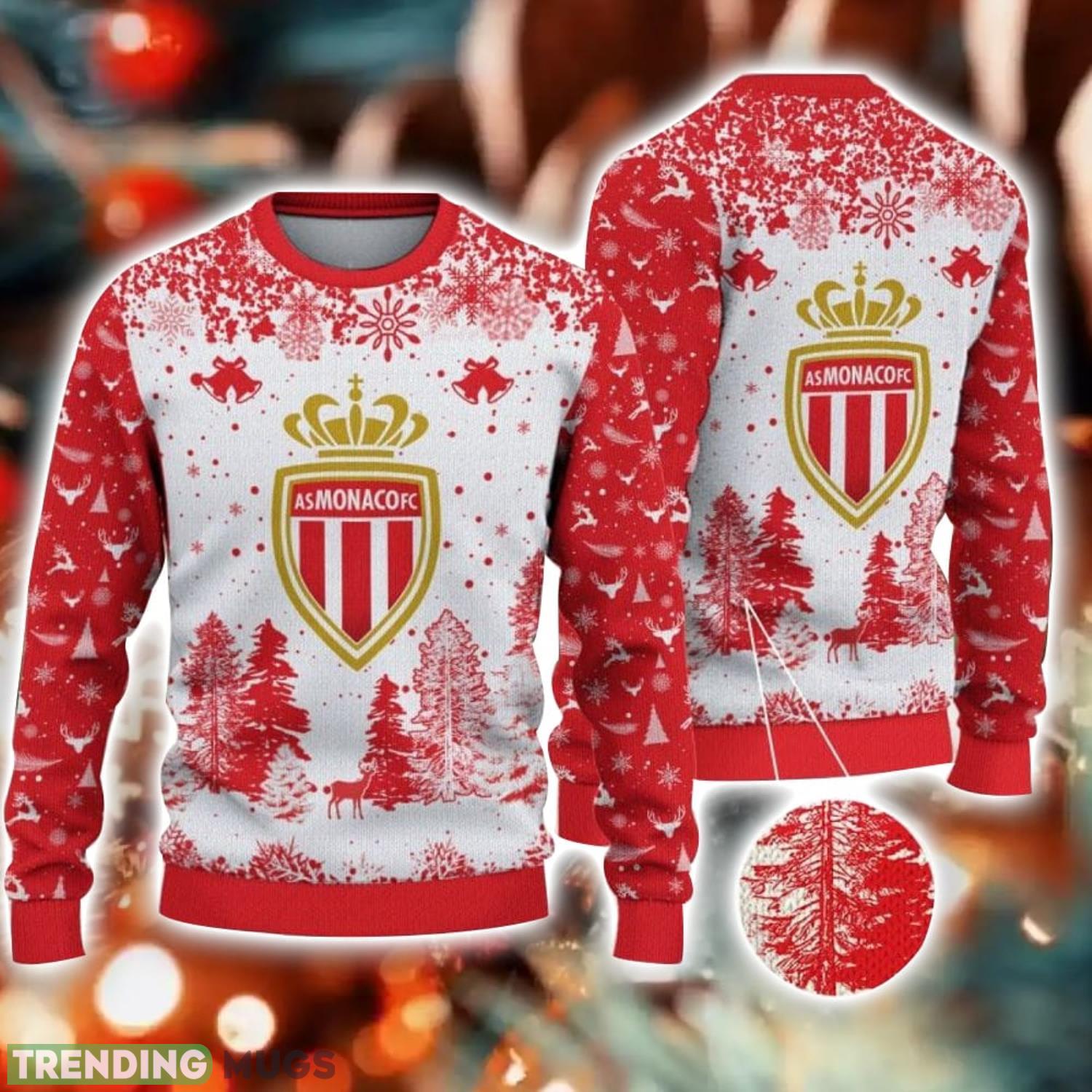 AS Monaco Big Logo Pine Trees Big Fans Gift Christmas Sweater For Men And Women Product Photo 1 AS Monaco Big Logo Pine Trees Big Fans Gift Christmas Sweater For Men And Women Product Photo 1