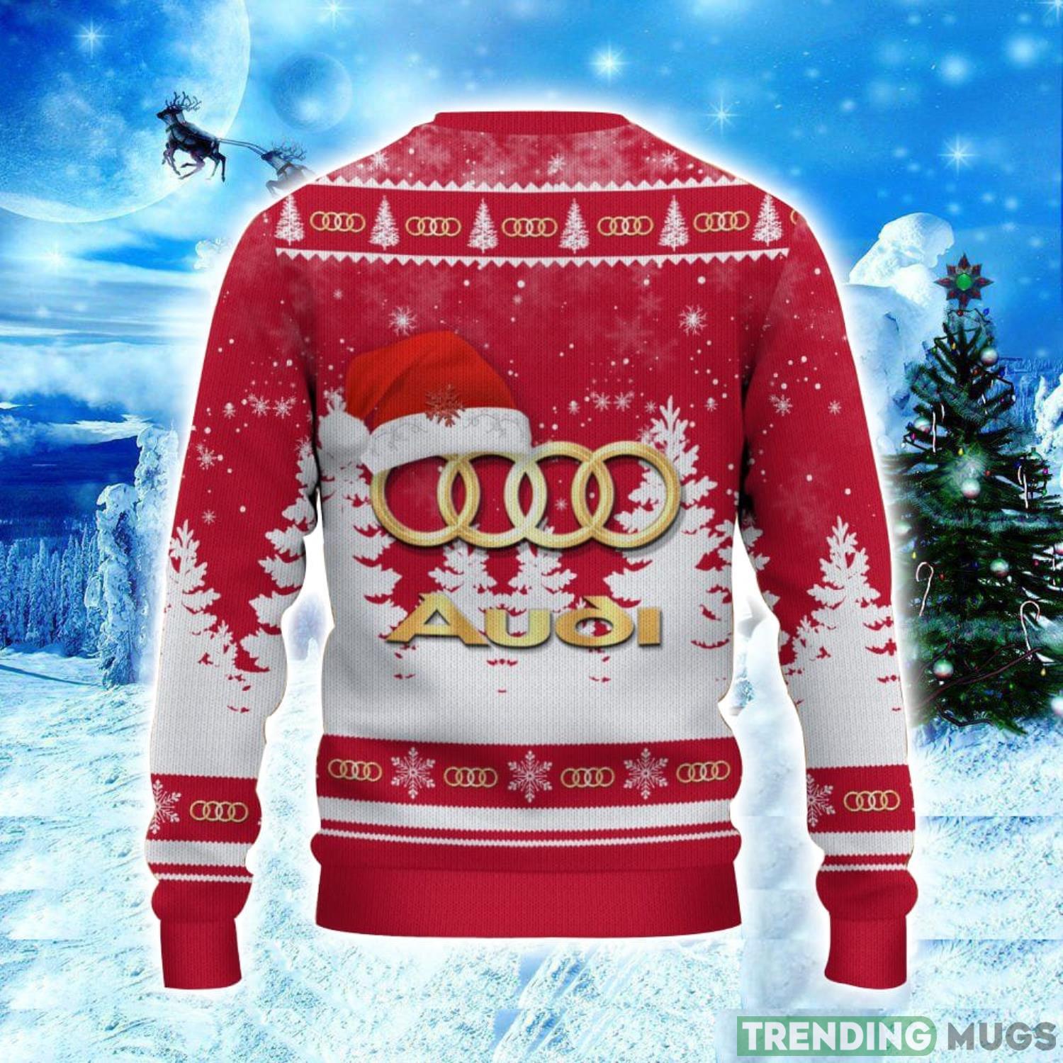 Audi Logo Wearing Santa Hat Christmas Gift Ugly Christmas Sweater Christmas Gift Ideas 3D Sweater Audi Logo Wearing Santa Hat Christmas Gift Ugly Christmas Sweater Christmas Gift Ideas 3D Sweater