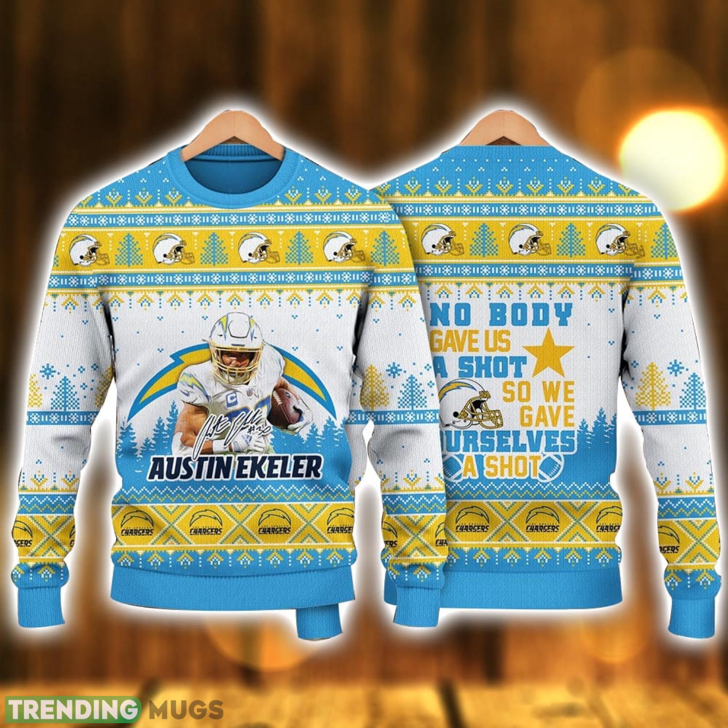 Austin Ekeler Los Angeles Chargers We Gave Ourselves A Shot NFL Ugly Christmas Sweater Christmas Gift For Sport Fans Product Photo 1 Austin Ekeler Los Angeles Chargers We Gave Ourselves A Shot NFL Ugly Christmas Sweater Christmas Gift For Sport Fans Product Photo 1