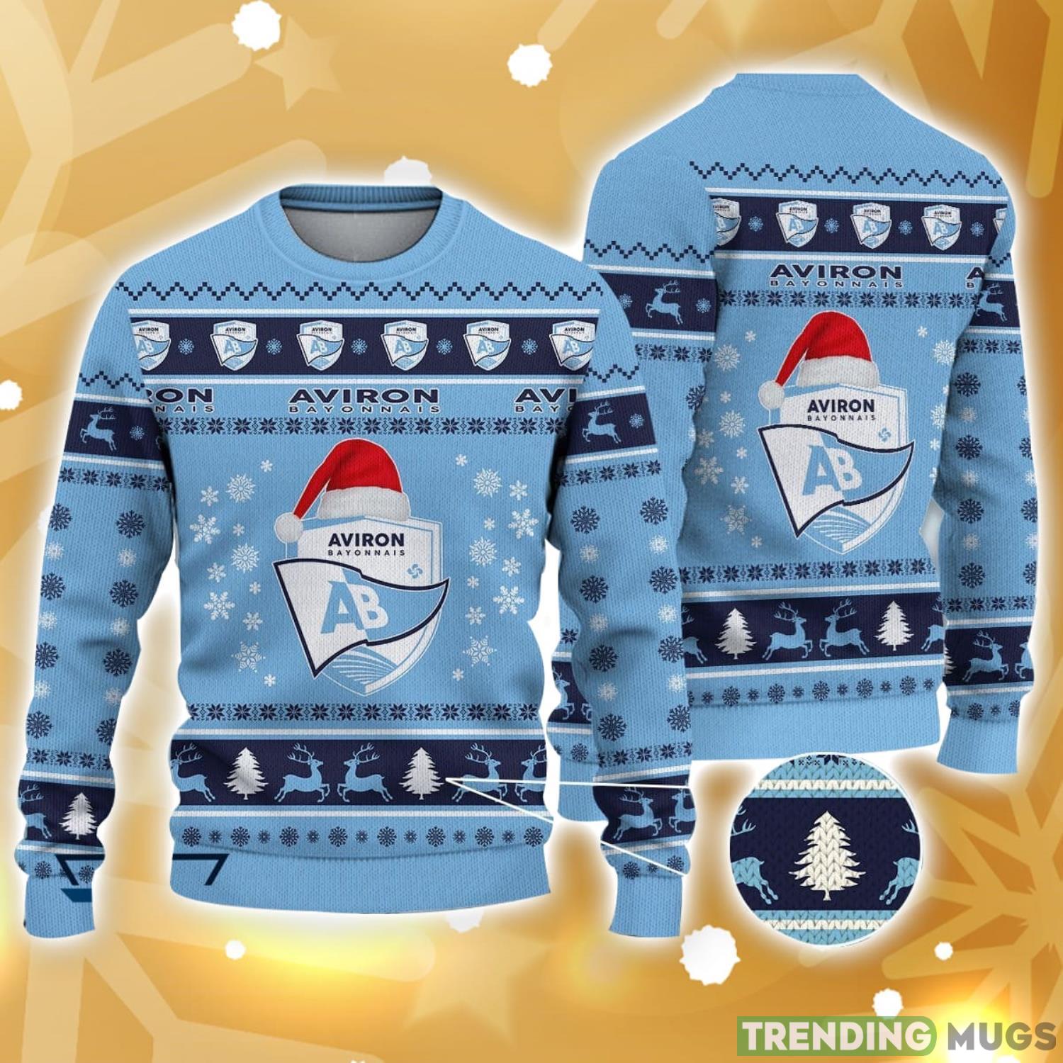 Aviron Bayonnais Santa Hat Pattern Ugly Christmas Sweater Holiday Gft Product Photo 1 Aviron Bayonnais Santa Hat Pattern Ugly Christmas Sweater Holiday Gft Product Photo 1