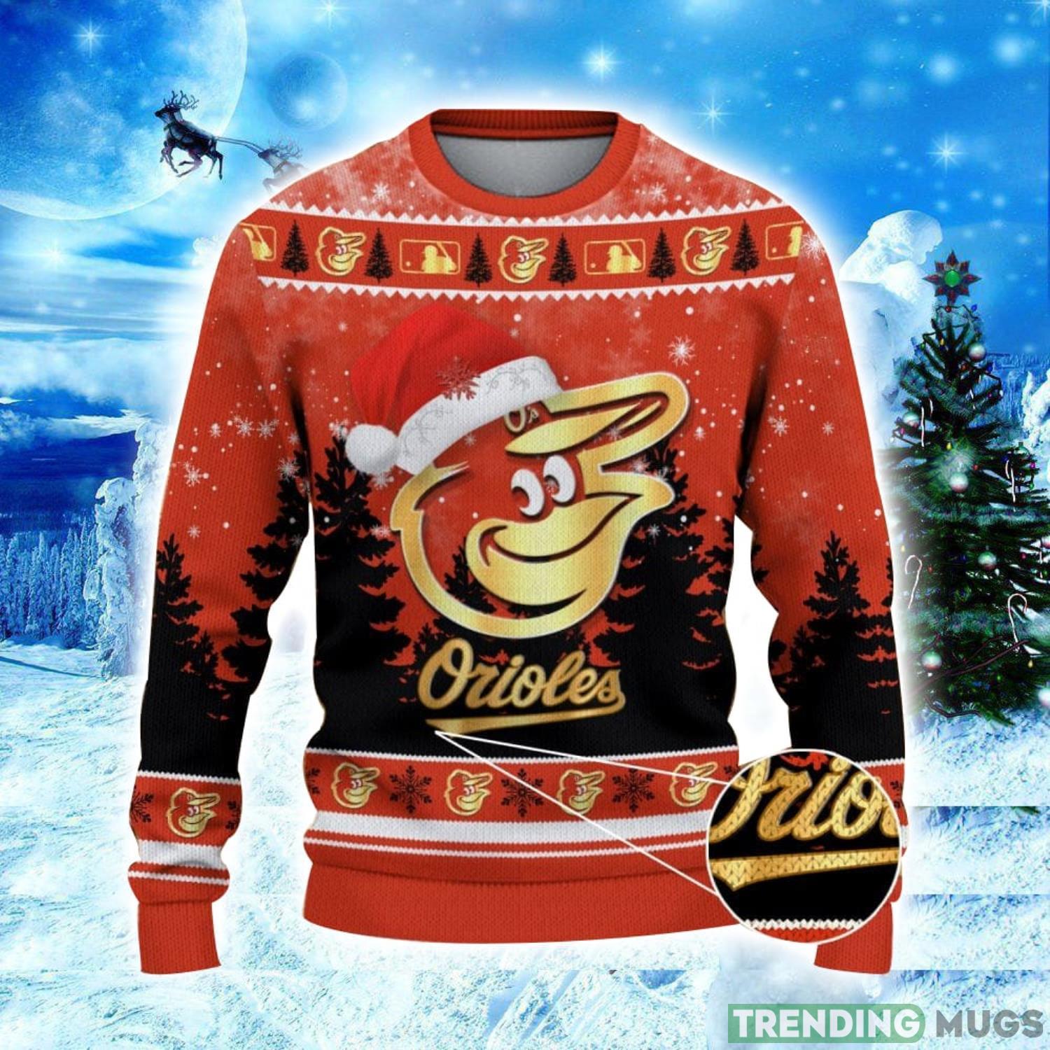 Baltimore Orioles Logo Wearing Santa Hat Christmas Gift Ugly Christmas Sweater Christmas Gift Ideas 3D Sweater Baltimore Orioles Logo Wearing Santa Hat Christmas Gift Ugly Christmas Sweater Christmas Gift Ideas 3D Sweater
