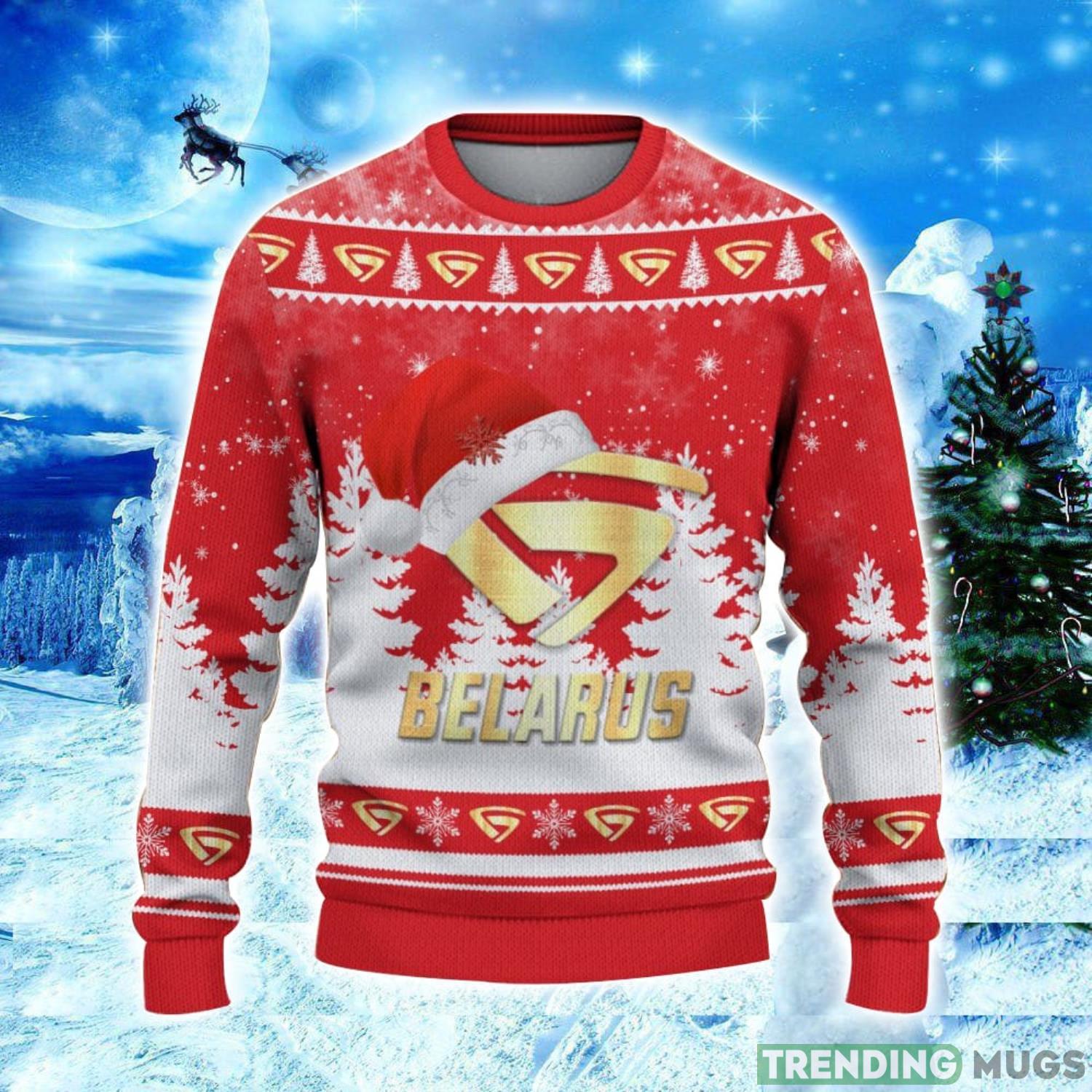 Belarus Logo Wearing Santa Hat Christmas Gift Ugly Christmas Sweater Christmas Gift Ideas 3D Sweater Belarus Logo Wearing Santa Hat Christmas Gift Ugly Christmas Sweater Christmas Gift Ideas 3D Sweater