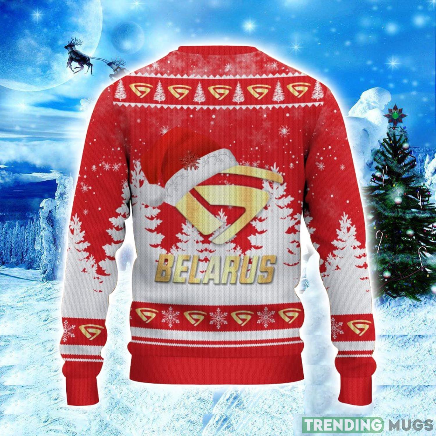 Belarus Logo Wearing Santa Hat Christmas Gift Ugly Christmas Sweater Christmas Gift Ideas 3D Sweater Belarus Logo Wearing Santa Hat Christmas Gift Ugly Christmas Sweater Christmas Gift Ideas 3D Sweater