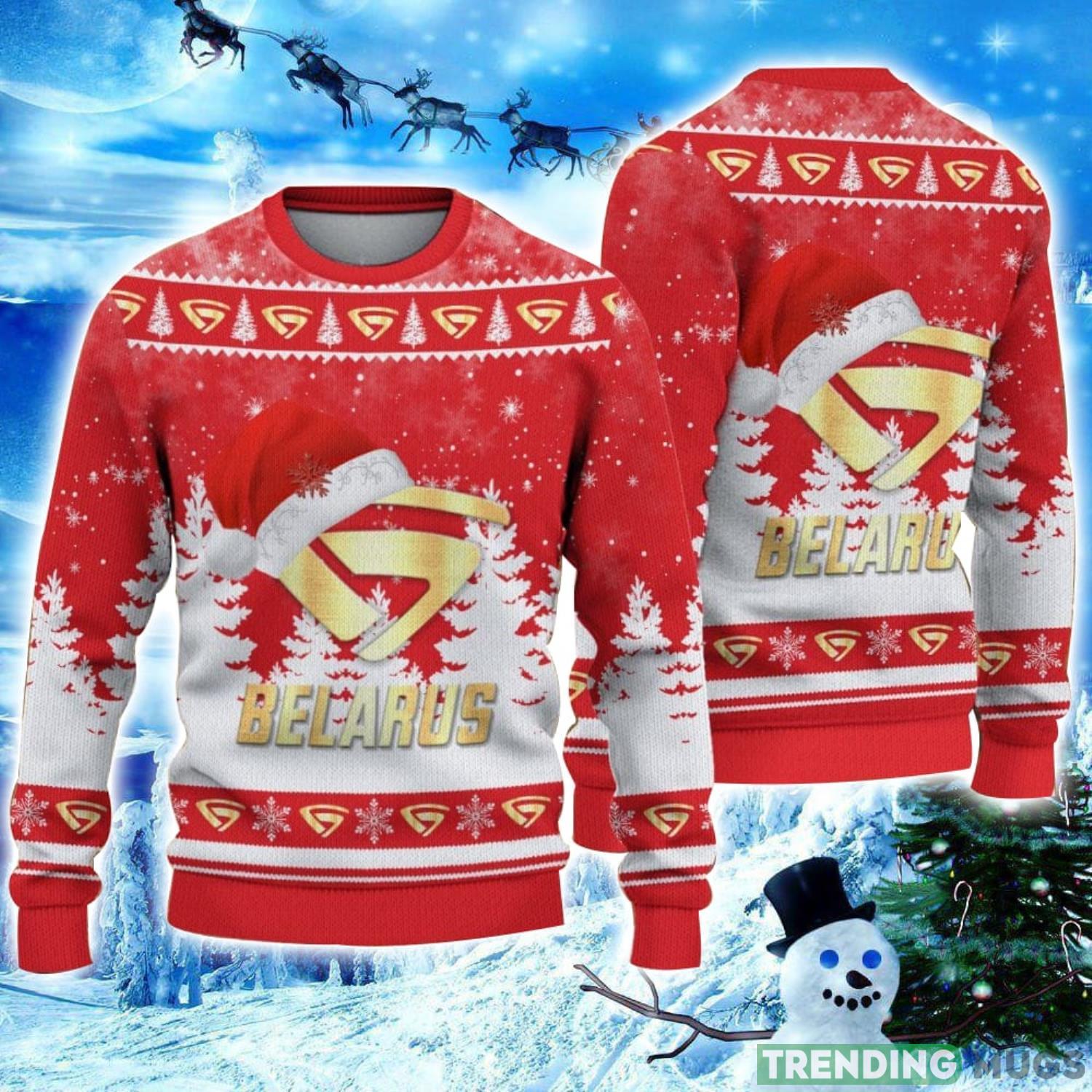 Belarus Logo Wearing Santa Hat Christmas Gift Ugly Christmas Sweater Christmas Gift Ideas Product Photo 1 Belarus Logo Wearing Santa Hat Christmas Gift Ugly Christmas Sweater Christmas Gift Ideas Product Photo 1
