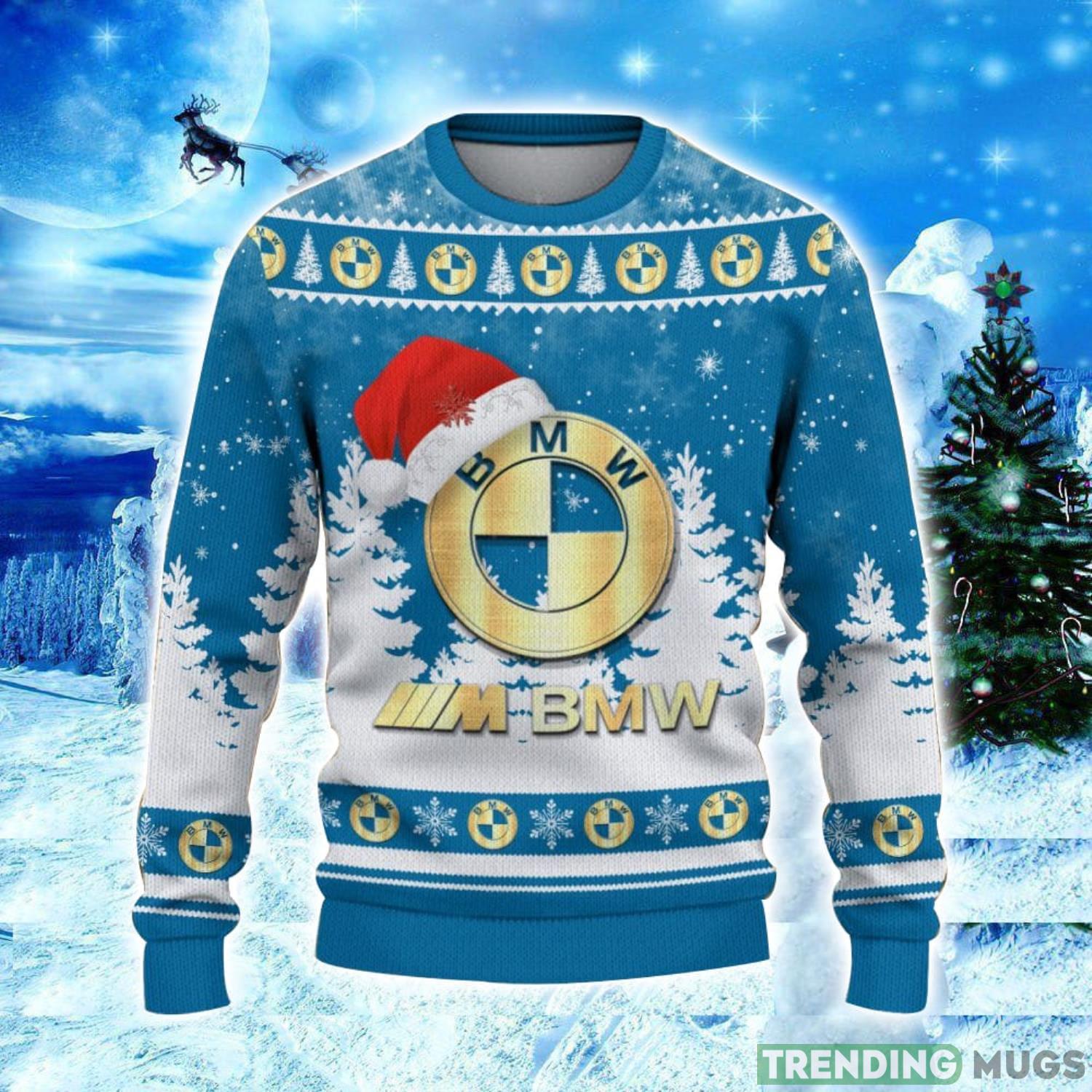 BMW M Car Logo Wearing Santa Hat Christmas Gift Ugly Christmas Sweater Christmas Gift Ideas 3D Sweater BMW M Car Logo Wearing Santa Hat Christmas Gift Ugly Christmas Sweater Christmas Gift Ideas 3D Sweater