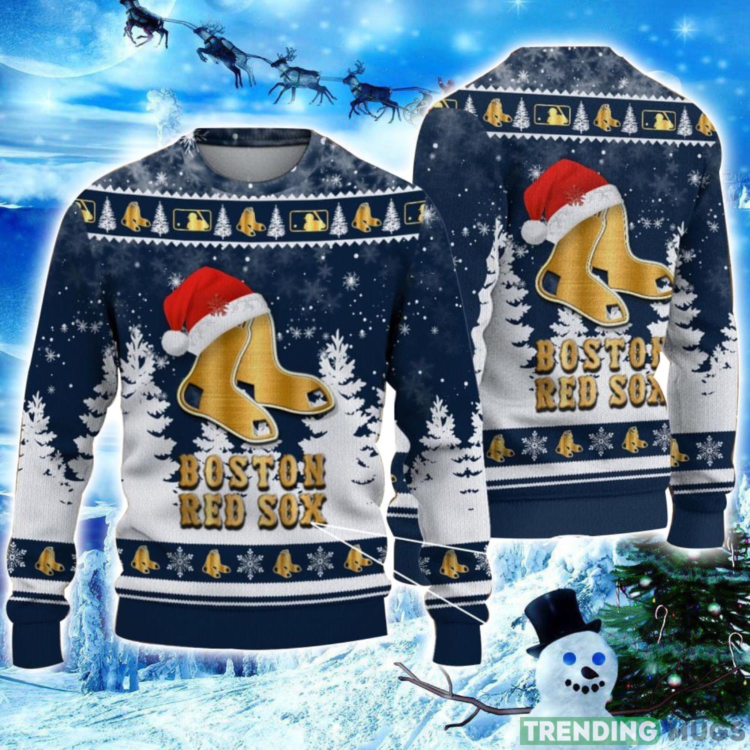 Boston Red Sox Logo Wearing Santa Hat Christmas Gift Ugly Christmas Sweater Christmas Gift Ideas Product Photo 1 Boston Red Sox Logo Wearing Santa Hat Christmas Gift Ugly Christmas Sweater Christmas Gift Ideas Product Photo 1