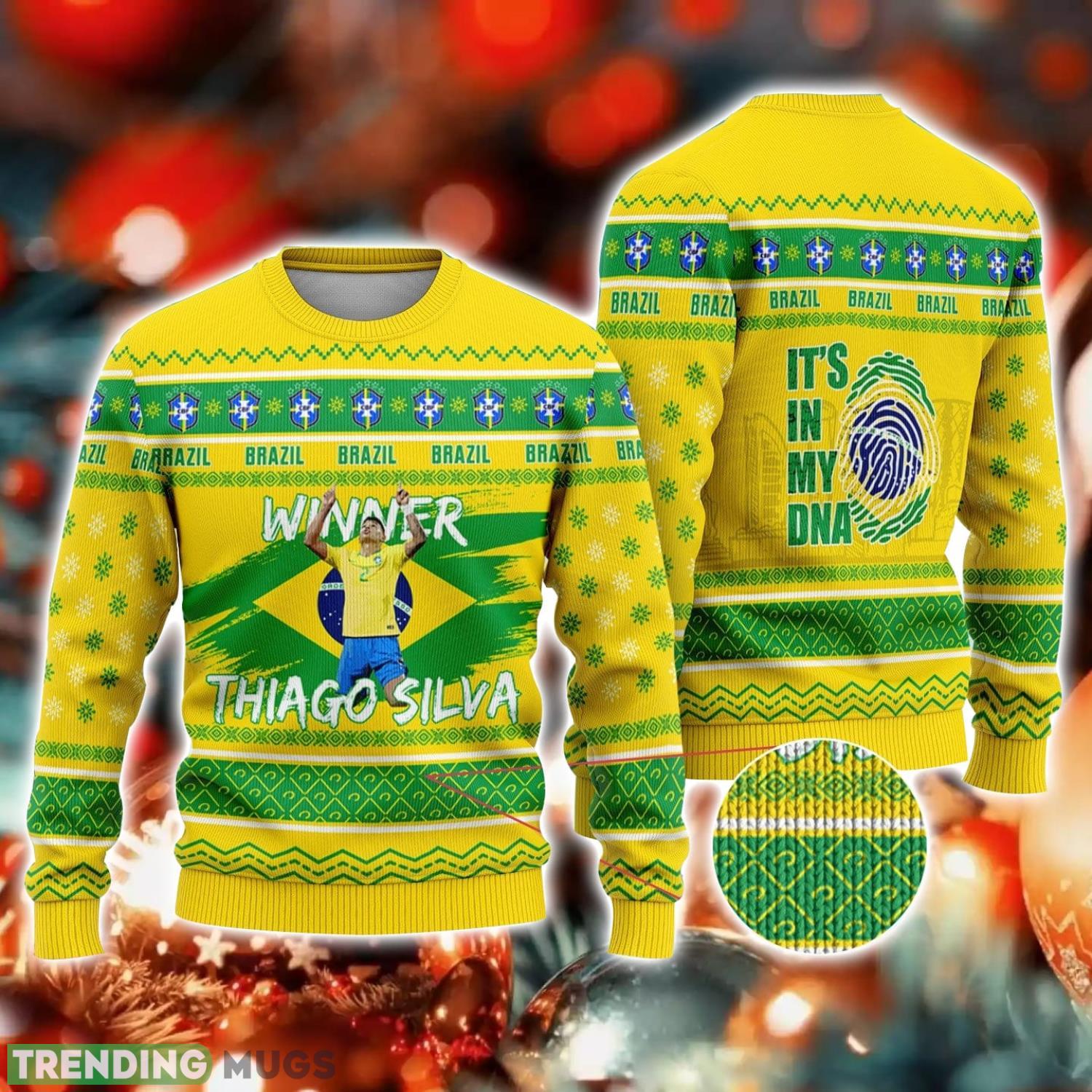Brazil Thiago Silva It's In My DNA FiFa World Cup Qatar 2022 Ugly Christmas Sweater Christmas Gift For Sport Fans 3D Sweater Brazil Thiago Silva It's In My DNA FiFa World Cup Qatar 2022 Ugly Christmas Sweater Christmas Gift For Sport Fans Product Photo 1