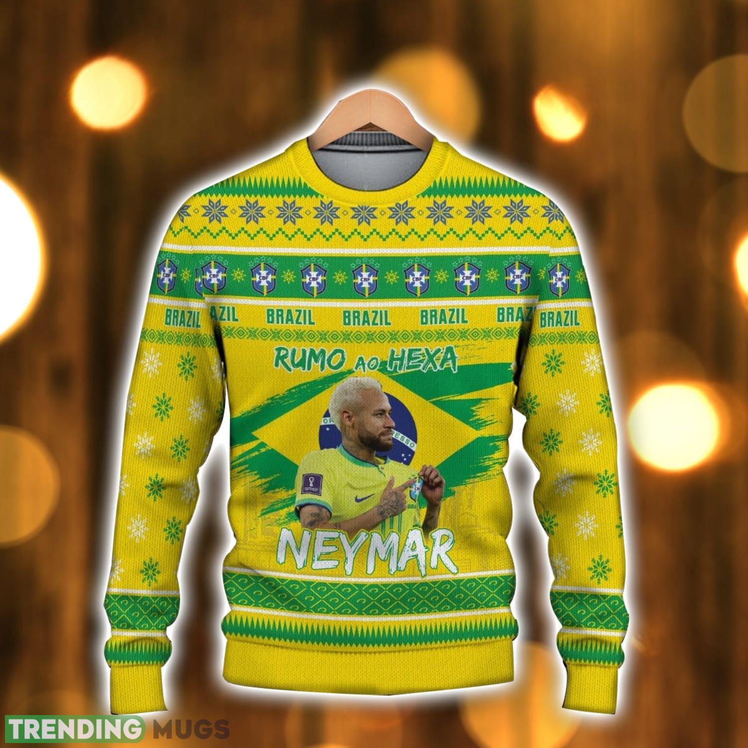 Brazil Winner Neymar JR FiFa World Cup 2022 Football Star Ugly Christmas Sweater Christmas Gift For Sport Fans 3D Sweater Brazil Winner Neymar JR FiFa World Cup 2022 Football Star Ugly Christmas Sweater Christmas Gift For Sport Fans 3D Sweater