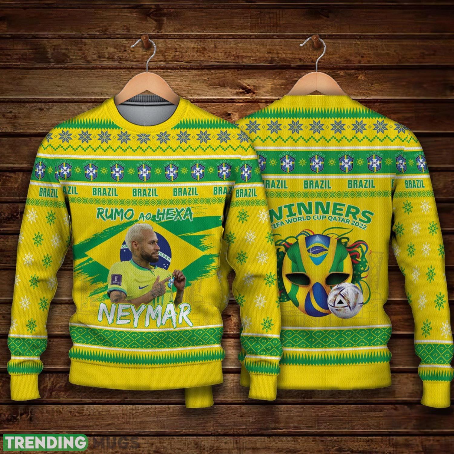 Brazil Winner Neymar JR FiFa World Cup 2022 Football Star Ugly Christmas Sweater Christmas Gift For Sport Fans Product Photo 1 Brazil Winner Neymar JR FiFa World Cup 2022 Football Star Ugly Christmas Sweater Christmas Gift For Sport Fans Product Photo 1