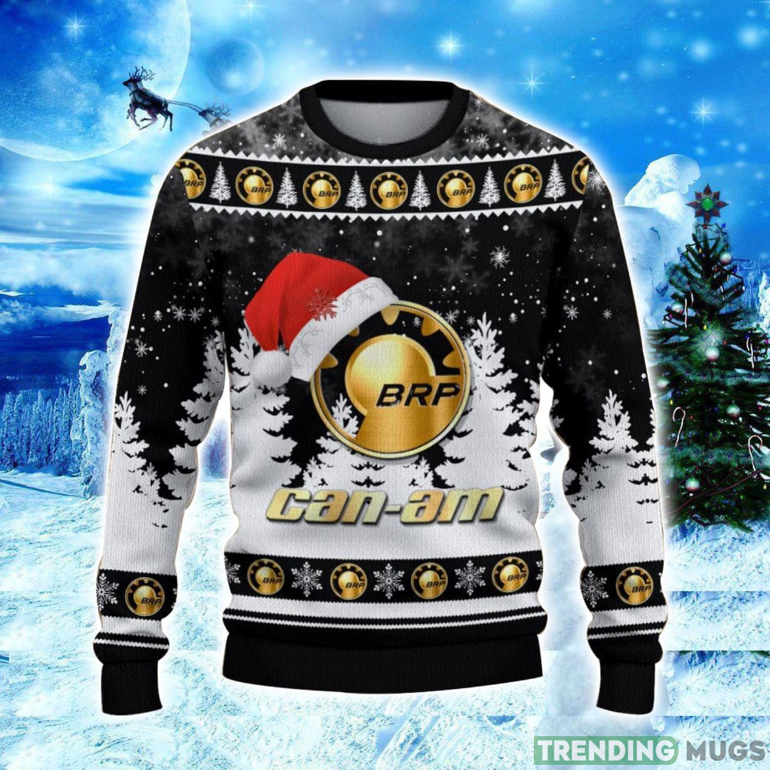 BRP Can Am Logo Wearing Santa Hat Christmas Gift Ugly Christmas Sweater Christmas Gift Ideas 3D Sweater BRP Can Am Logo Wearing Santa Hat Christmas Gift Ugly Christmas Sweater Christmas Gift Ideas 3D Sweater