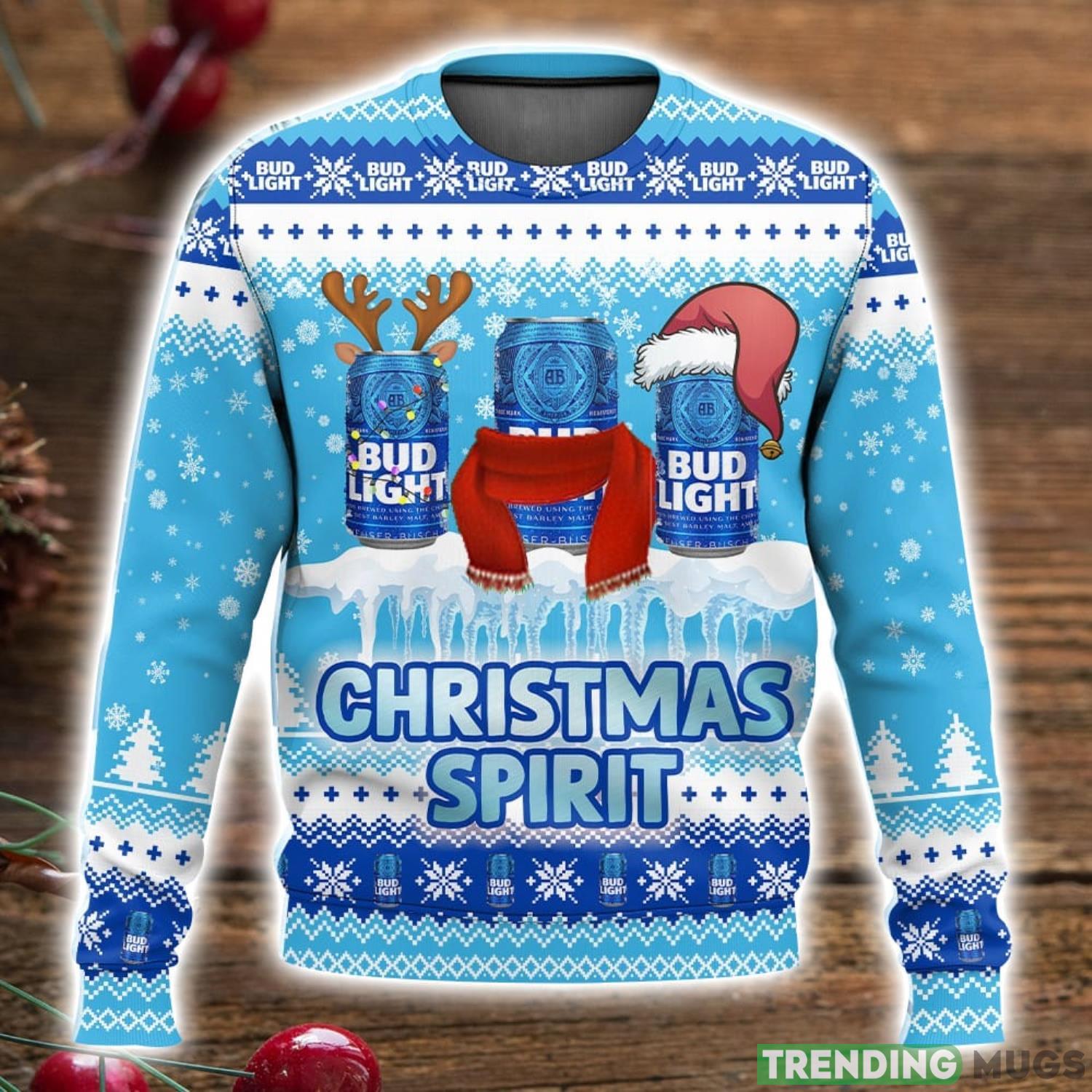 Bud Light Christmas Spirit Ugly Sweater Cute Christmas Gift Ideas For Men And Women Product Photo 1 Bud Light Christmas Spirit Ugly Sweater Cute Christmas Gift Ideas For Men And Women Product Photo 1