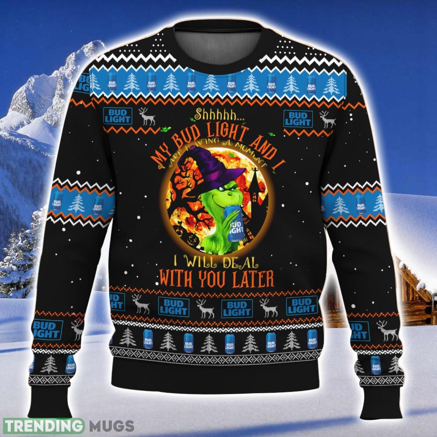 Bud Light Grinch All Over Printed Ugly Christmas Sweater 2023 Christmas Gift Ideas Holiday Gift Product Photo 1 Bud Light Grinch All Over Printed Ugly Christmas Sweater 2023 Christmas Gift Ideas Holiday Gift Product Photo 1