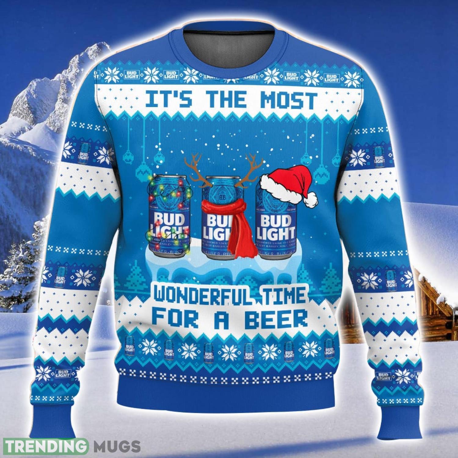 Bud Light It’s The Most Wonderful Time For A Beer All Over Printed Ugly Christmas Sweater 2023 Christmas Gift Ideas Holiday Gift Product Photo 1 Bud Light It’s The Most Wonderful Time For A Beer All Over Printed Ugly Christmas Sweater 2023 Christmas Gift Ideas Holiday Gift Product Photo 1