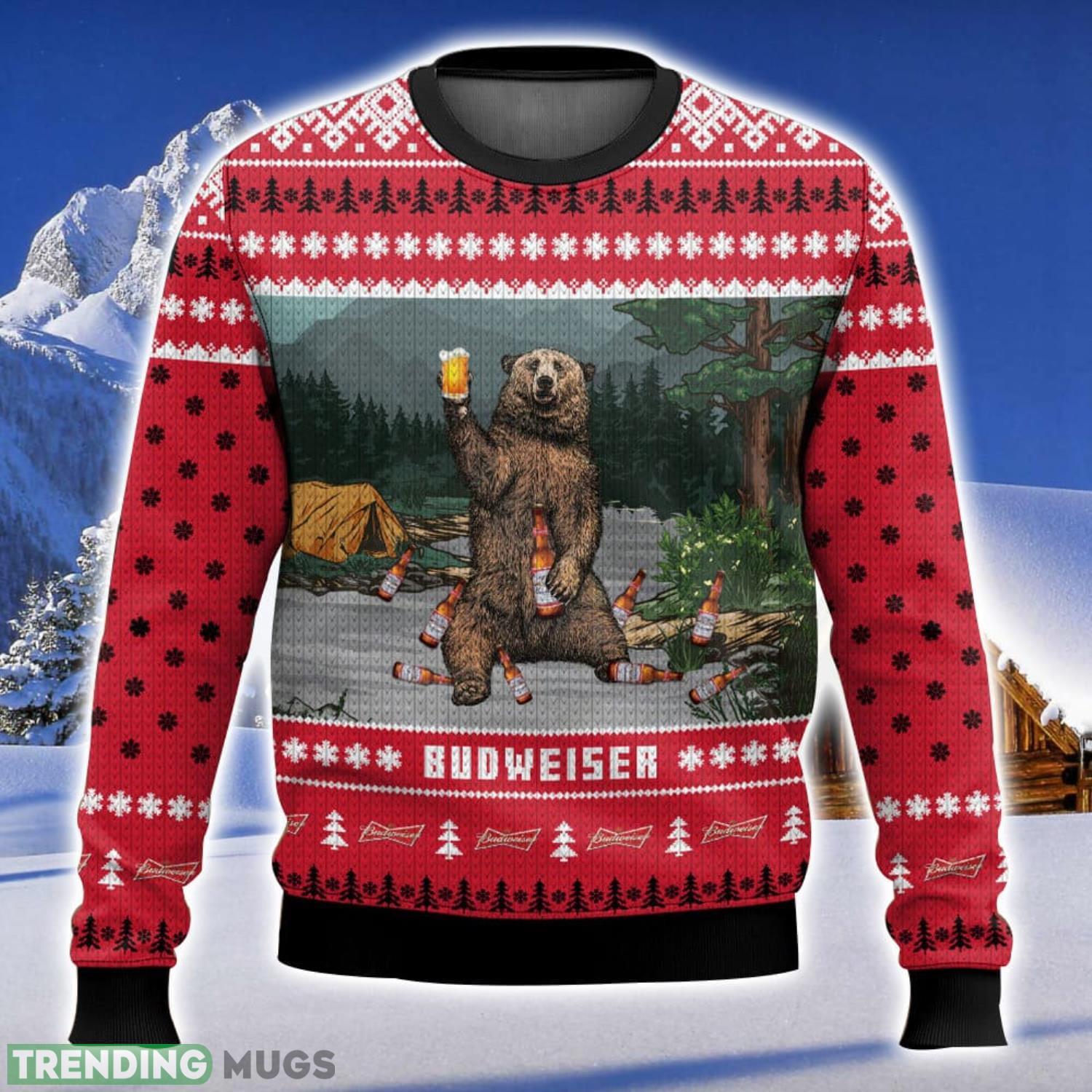 Budweiser Bear All Over Printed Ugly Christmas Sweater Xmas Christmas Gift For Men Women Product Photo 1 Budweiser Bear All Over Printed Ugly Christmas Sweater Xmas Christmas Gift For Men Women Product Photo 1