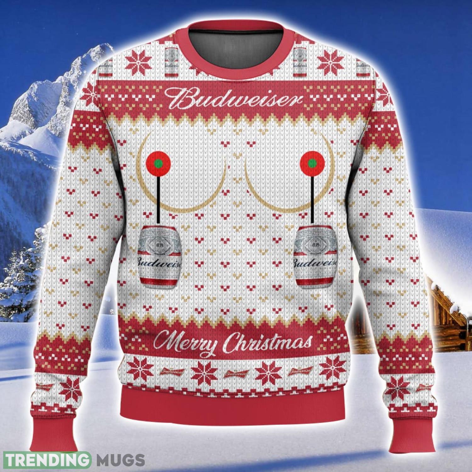 Budweiser Titties Funny All Over Printed Ugly Christmas Sweater 2023 Christmas Gift Ideas Holiday Gift Product Photo 1 Budweiser Titties Funny All Over Printed Ugly Christmas Sweater 2023 Christmas Gift Ideas Holiday Gift Product Photo 1