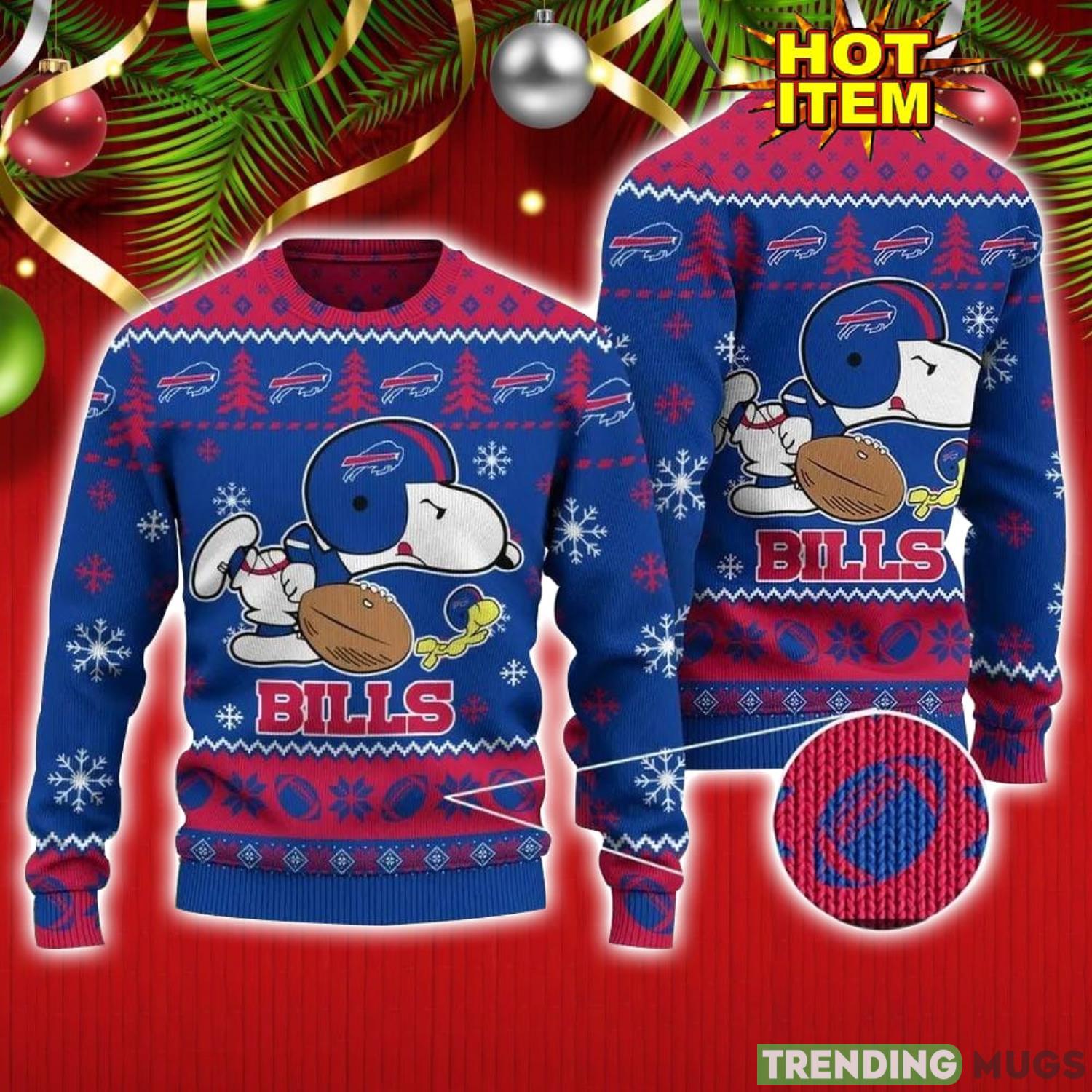 Buffalo Bills Logos American Football Snoopy Dog Ugly Christmas Sweater Funny Christmas Gift For Sport Fans Product Photo 1
