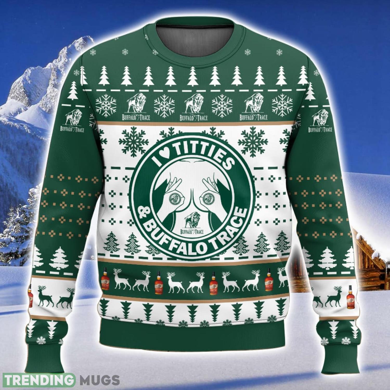 Buffalo Trace Titties Funny 3D All Over Printed Ugly Christmas Sweater Sport Fans Christmas Gift Product Photo 1 Buffalo Trace Titties Funny 3D All Over Printed Ugly Christmas Sweater Sport Fans Christmas Gift Product Photo 1