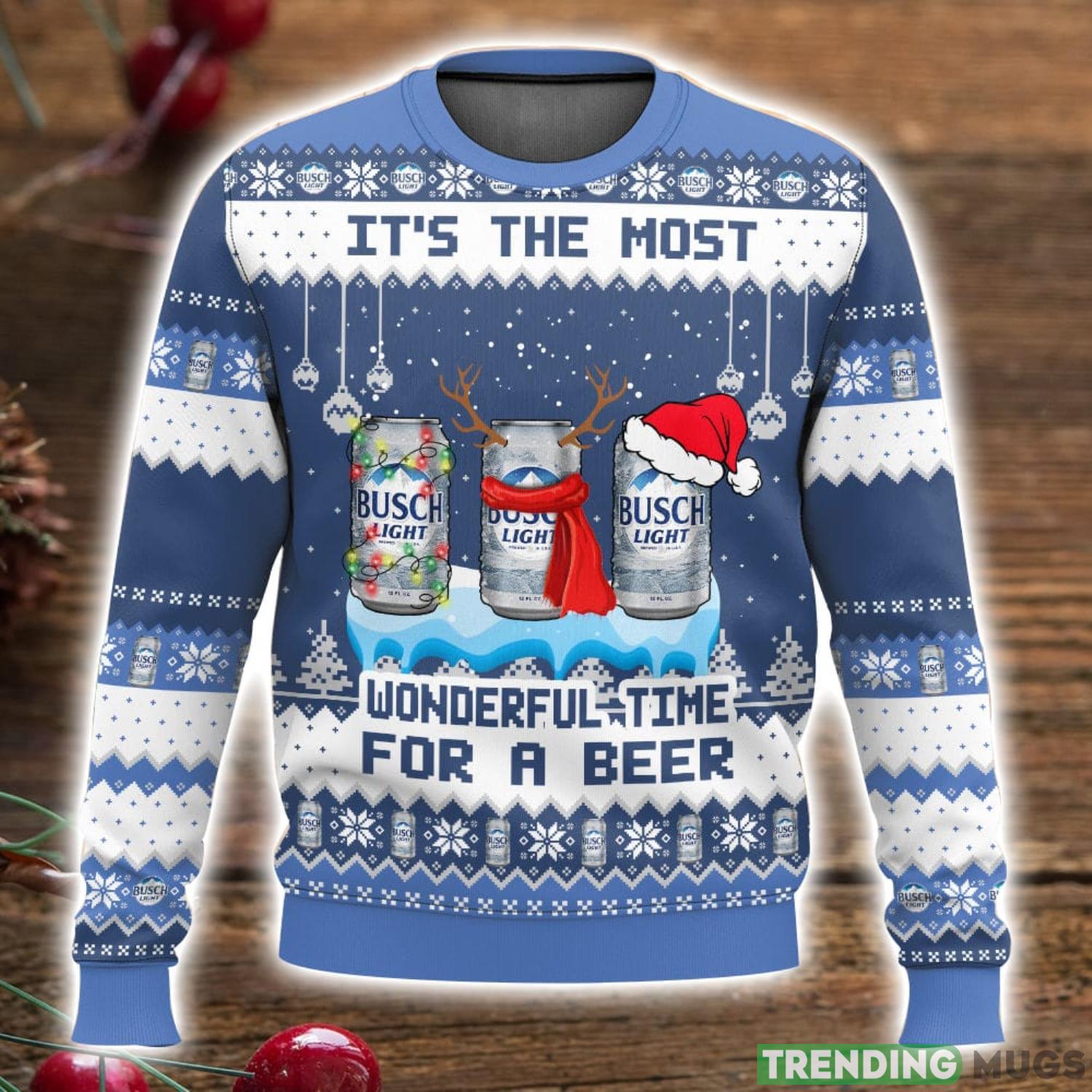 Busch Light It’s The Most Wonderful Time For A Beer Ugly Sweater 3D All Over Printed Christmas Sweater Gift Product Photo 1 Busch Light It’s The Most Wonderful Time For A Beer Ugly Sweater 3D All Over Printed Christmas Sweater Gift Product Photo 1
