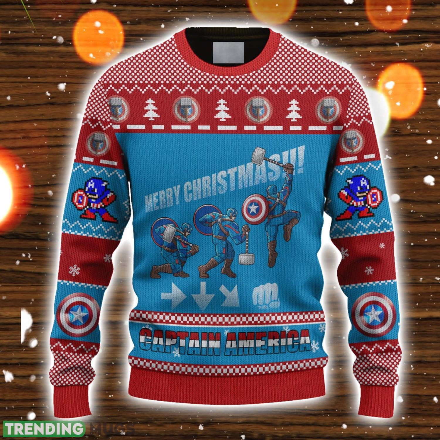 Captain America 3D All Over Print Ugly Sweater Men And Women Christmas Gift 3D Sweater Captain America 3D All Over Print Ugly Sweater Men And Women Christmas Gift 3D Sweater