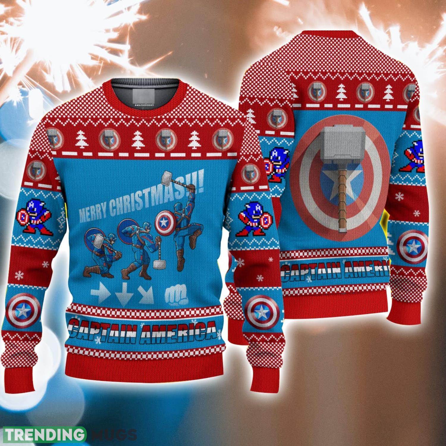 Captain America 3D All Over Print Ugly Sweater Men And Women Christmas Gift Product Photo 1 Captain America 3D All Over Print Ugly Sweater Men And Women Christmas Gift Product Photo 1