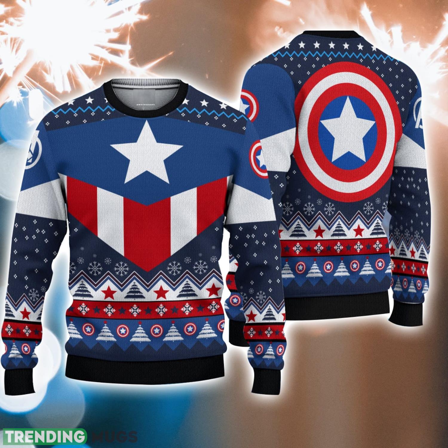 Captain America Ugly Christmas Sweater 3D All Over Printed 3D Christmas Sweater Christmas Gift Product Photo 1 Captain America Ugly Christmas Sweater 3D All Over Printed 3D Christmas Sweater Christmas Gift Product Photo 1