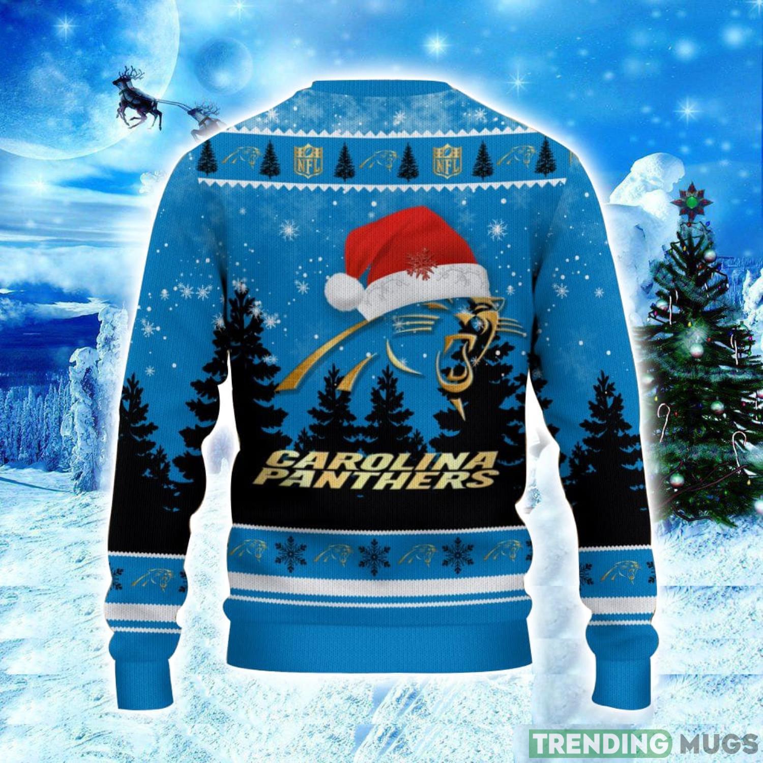 Carolina Panthers Logo Wearing Santa Hat Christmas Gift Ugly Christmas Sweater Christmas Gift Ideas 3D Sweater Carolina Panthers Logo Wearing Santa Hat Christmas Gift Ugly Christmas Sweater Christmas Gift Ideas 3D Sweater