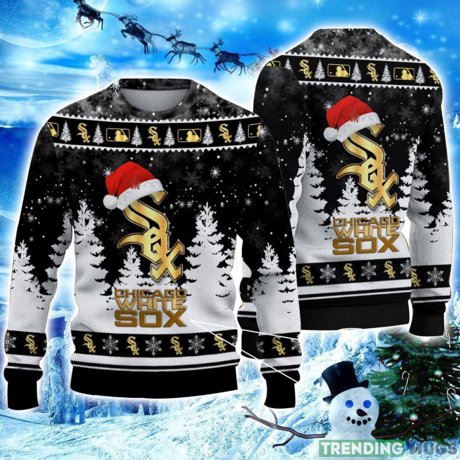 Chicago White Sox Logo Wearing Santa Hat Christmas Gift Ugly Christmas Sweater Christmas Gift Ideas 3D Sweater Chicago White Sox Logo Wearing Santa Hat Christmas Gift Ugly Christmas Sweater Christmas Gift Ideas 3D Sweater