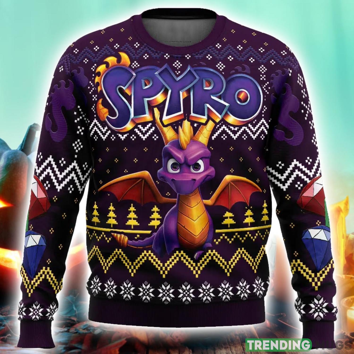 Christmas Dragon Spyro Ugly Christmas Sweater 3D Printed Men And Women Christmas Hoiliday Gift 3D Sweater Christmas Dragon Spyro Ugly Christmas Sweater 3D Printed Men And Women Christmas Hoiliday Gift 3D Sweater