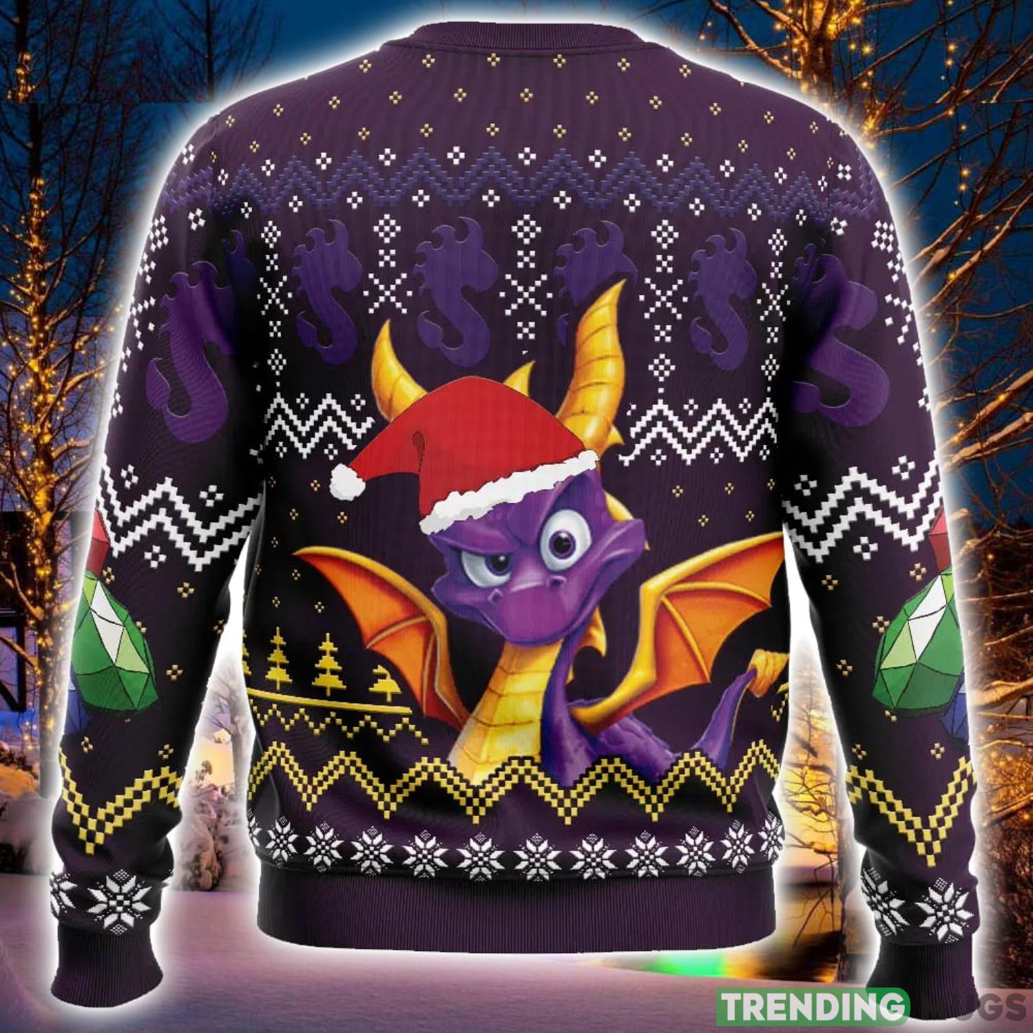 Christmas Dragon Spyro Ugly Christmas Sweater 3D Printed Men And Women Christmas Hoiliday Gift 3D Sweater Christmas Dragon Spyro Ugly Christmas Sweater 3D Printed Men And Women Christmas Hoiliday Gift 3D Sweater