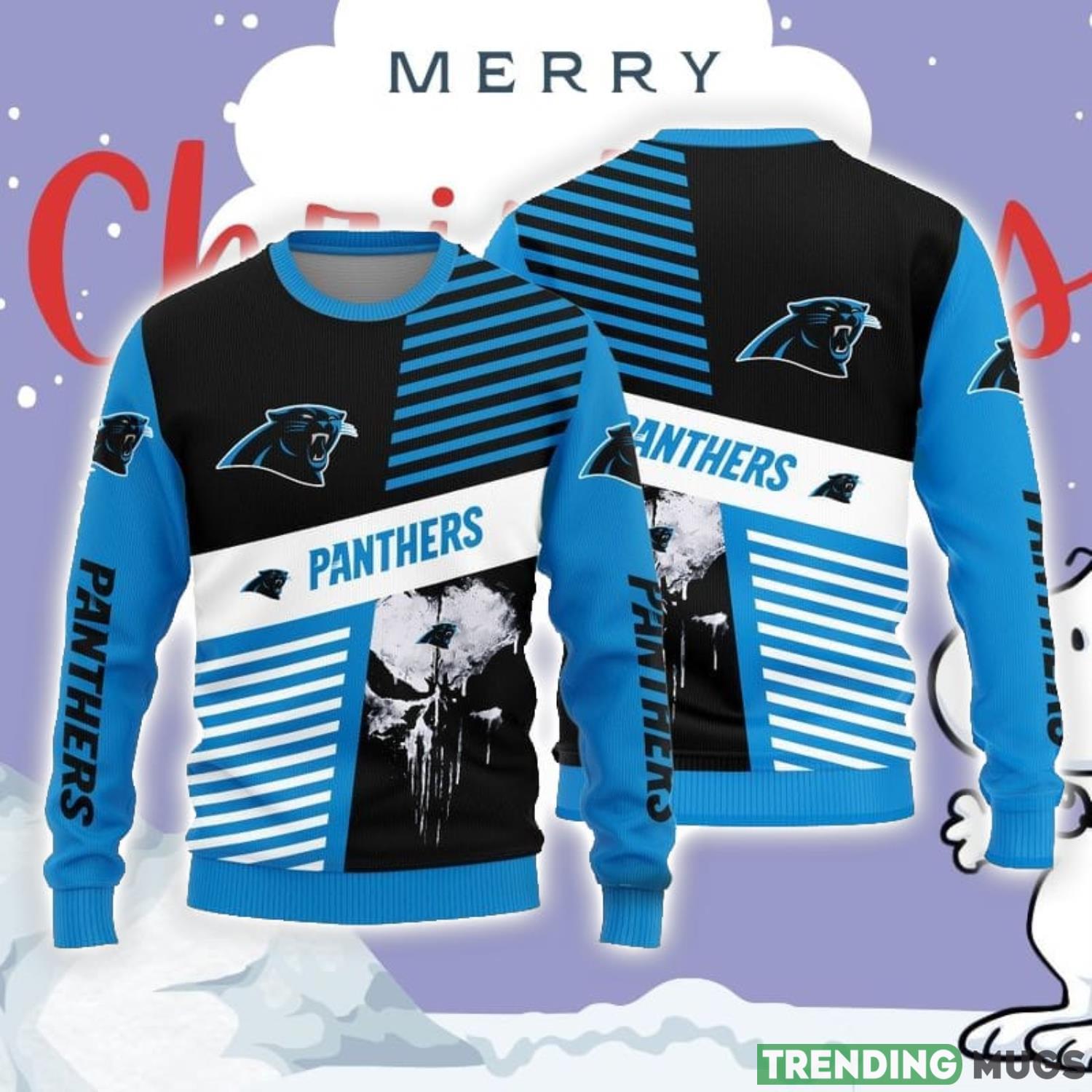 Christmas Sweater Carolina Panthers Skull Pattern Limited Edition 3D Sweater Product Photo 1 Christmas Sweater Carolina Panthers Skull Pattern Limited Edition 3D Sweater Product Photo 1