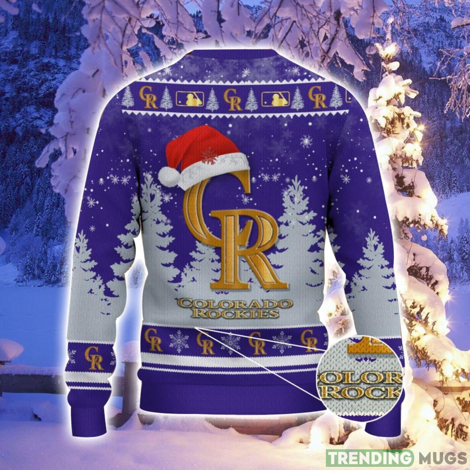 Colorado Rockies Logo Wearing Santa Hat Christmas Gift Ugly Christmas Sweater Christmas Gift Ideas 3D Sweater Colorado Rockies Logo Wearing Santa Hat Christmas Gift Ugly Christmas Sweater Christmas Gift Ideas 3D Sweater