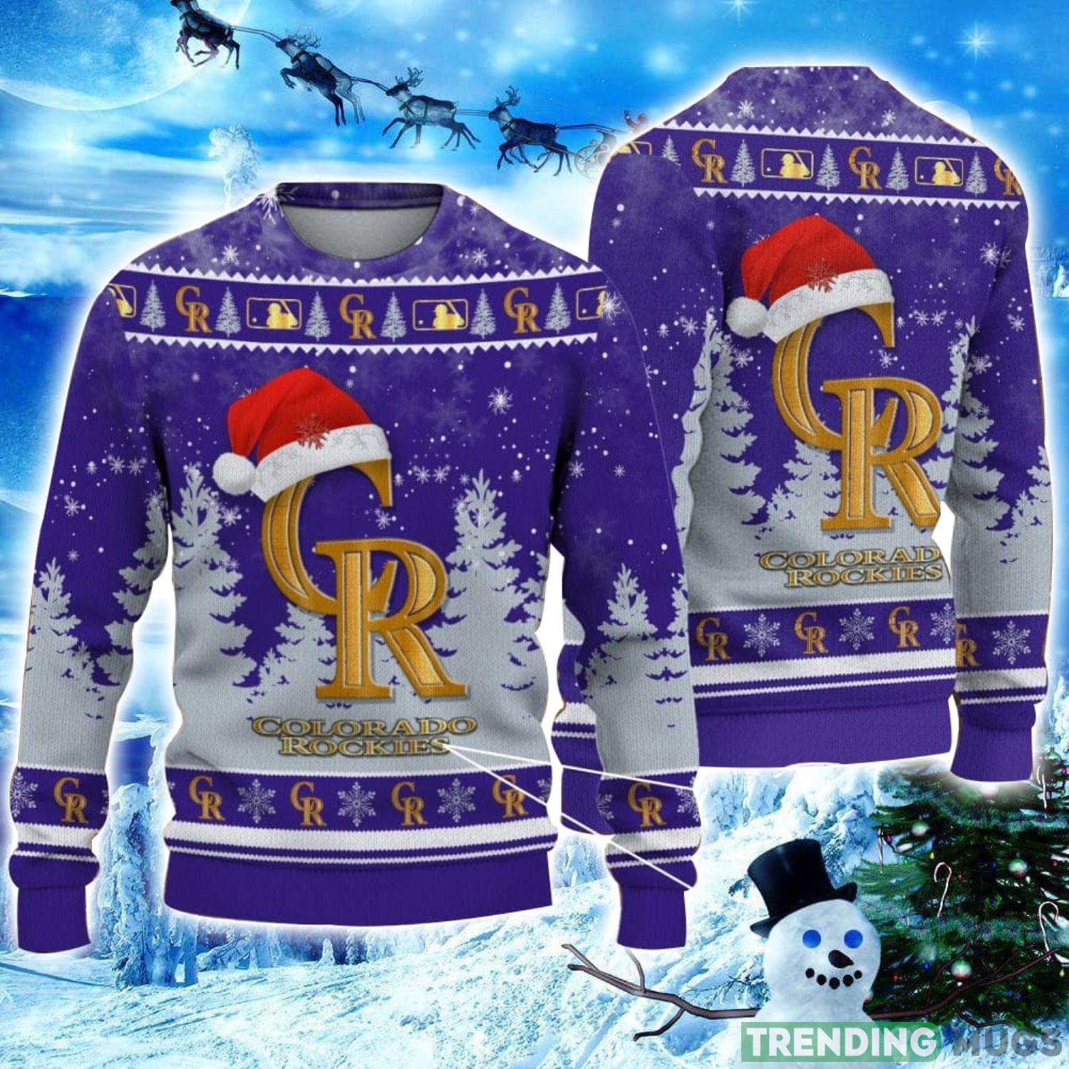 Colorado Rockies Logo Wearing Santa Hat Christmas Gift Ugly Christmas Sweater Christmas Gift Ideas Product Photo 1 Colorado Rockies Logo Wearing Santa Hat Christmas Gift Ugly Christmas Sweater Christmas Gift Ideas Product Photo 1