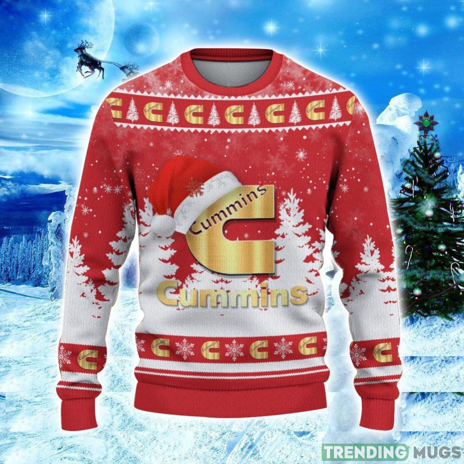 Cummins Logo Wearing Santa Hat Christmas Gift Ugly Christmas Sweater Christmas Gift Ideas 3D Sweater Cummins Logo Wearing Santa Hat Christmas Gift Ugly Christmas Sweater Christmas Gift Ideas 3D Sweater
