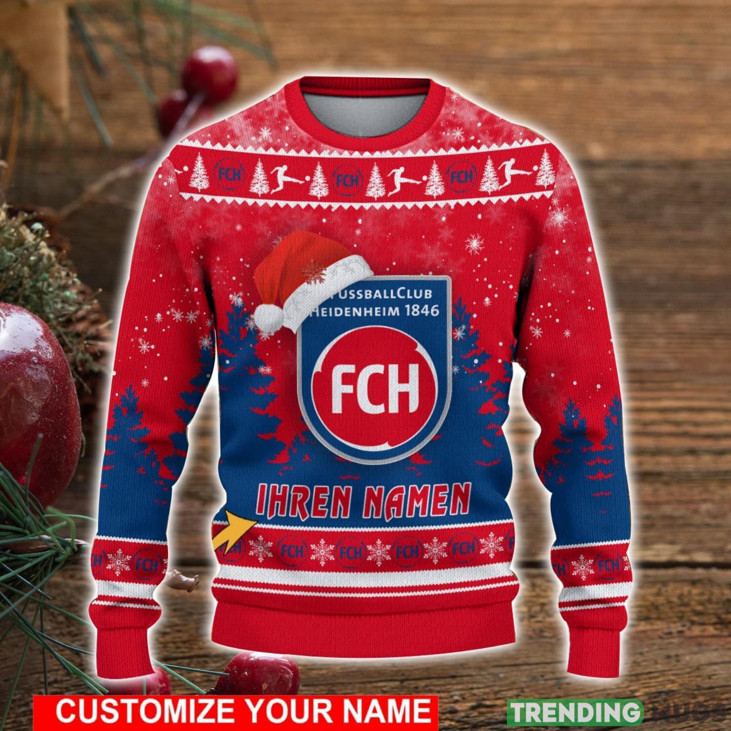Custom Name 1. FC Heidenheim Christmas Sweater For Men And Women Ugly Sweater 3D Sweater Custom Name 1. FC Heidenheim Christmas Sweater For Men And Women Ugly Sweater 3D Sweater