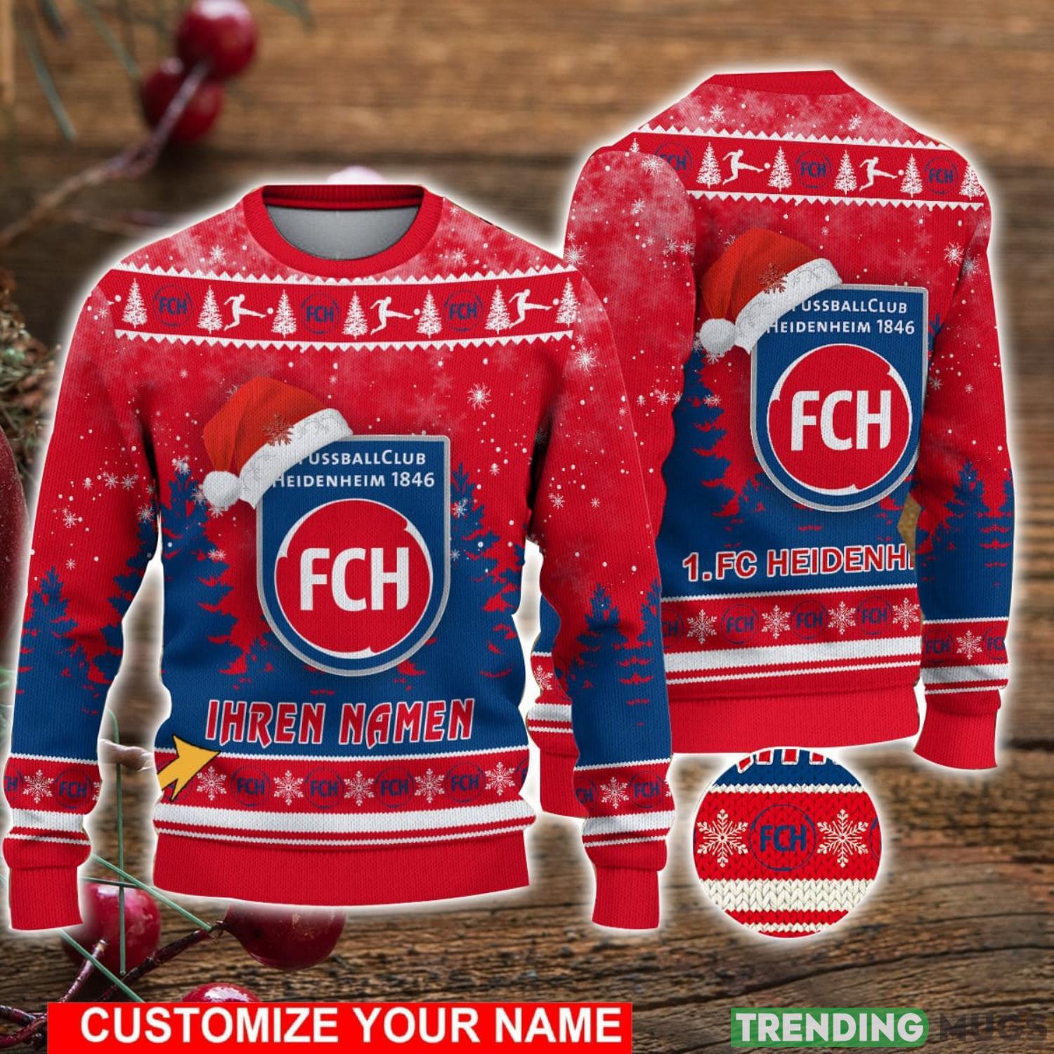 Custom Name 1. FC Heidenheim Christmas Sweater For Men And Women Ugly Sweater Product Photo 1 Custom Name 1. FC Heidenheim Christmas Sweater For Men And Women Ugly Sweater Product Photo 1