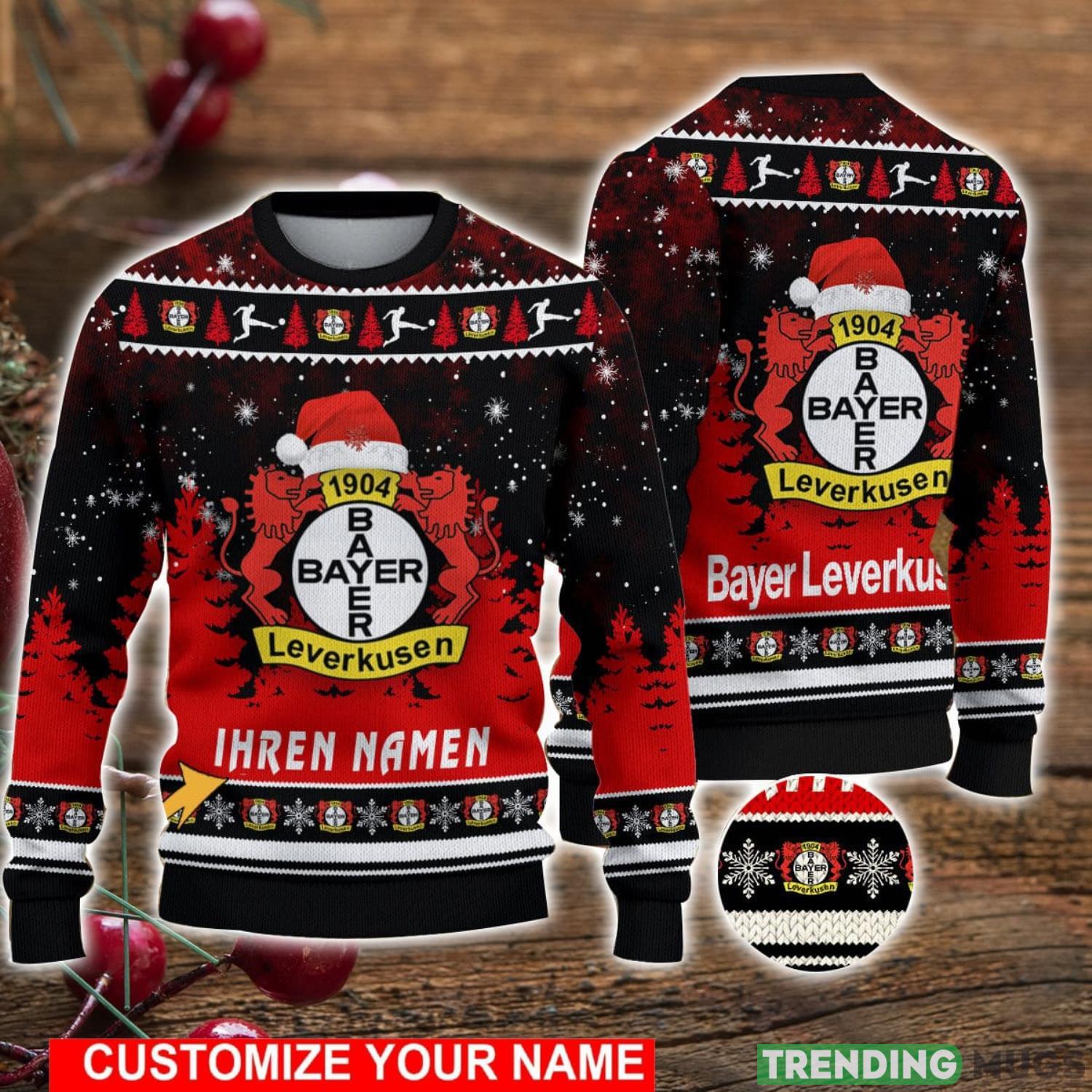 Custom Name Bayer 04 Leverkusen Christmas Sweater For Men And Women Ugly Sweater Product Photo 1 Custom Name Bayer 04 Leverkusen Christmas Sweater For Men And Women Ugly Sweater Product Photo 1