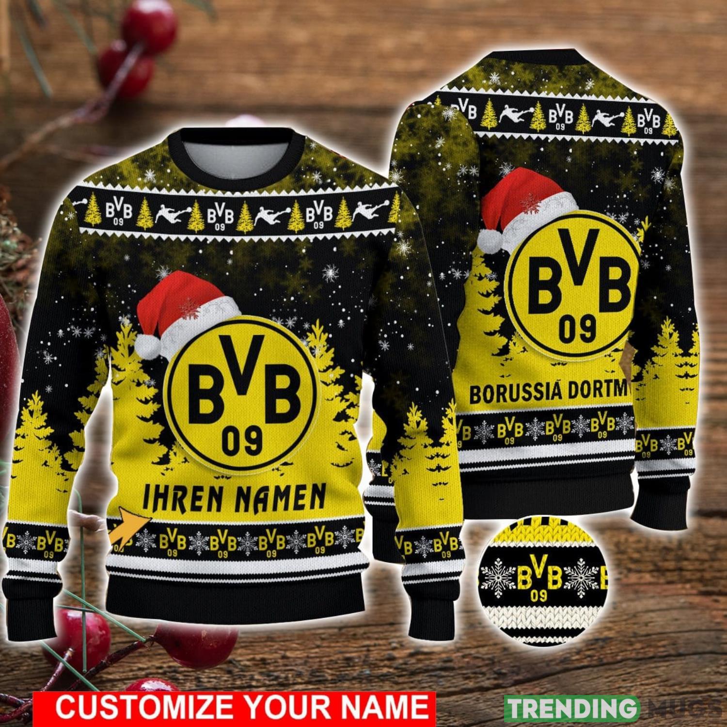 Custom Name Borussia Dortmund II Christmas Sweater For Men And Women Ugly Sweater Product Photo 1 Custom Name Borussia Dortmund II Christmas Sweater For Men And Women Ugly Sweater Product Photo 1